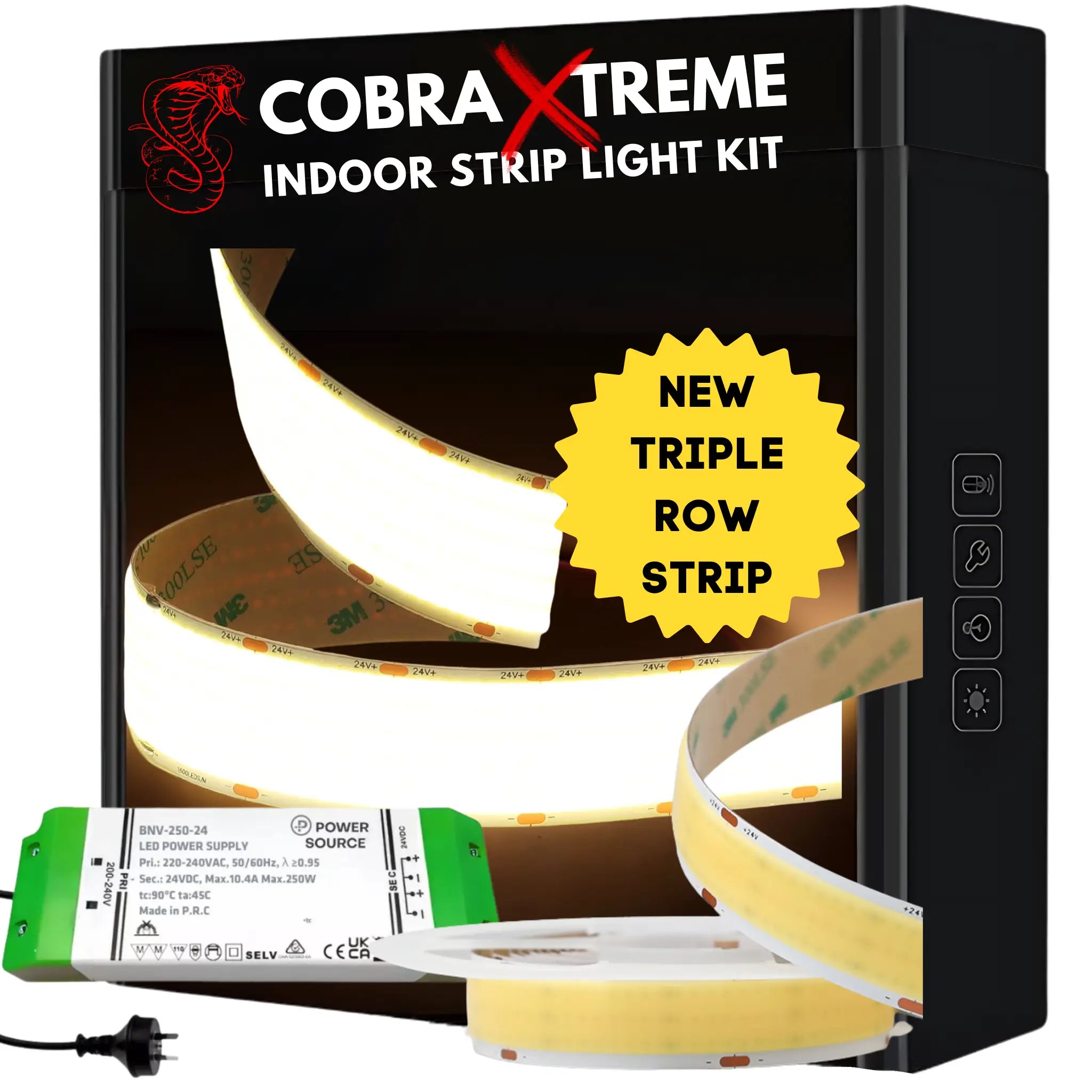Cob Led Strip Light Kit Triple Row Xtreme 25w/m 5m