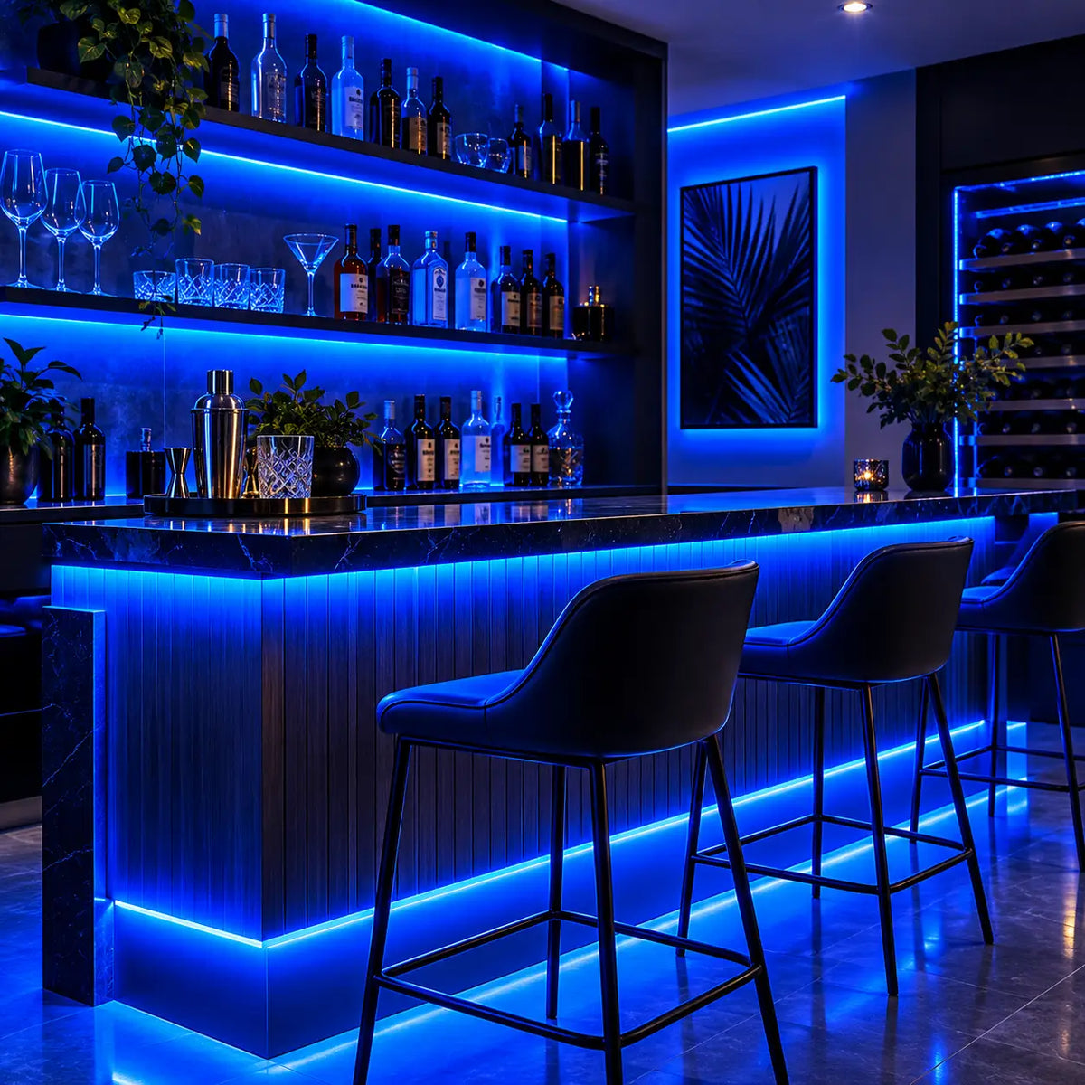 COBRA MINI Shockwave Blue 5mm dotless COB LED strip light kit with Philips driver, seamless blue illumination and plug-and-play installation.