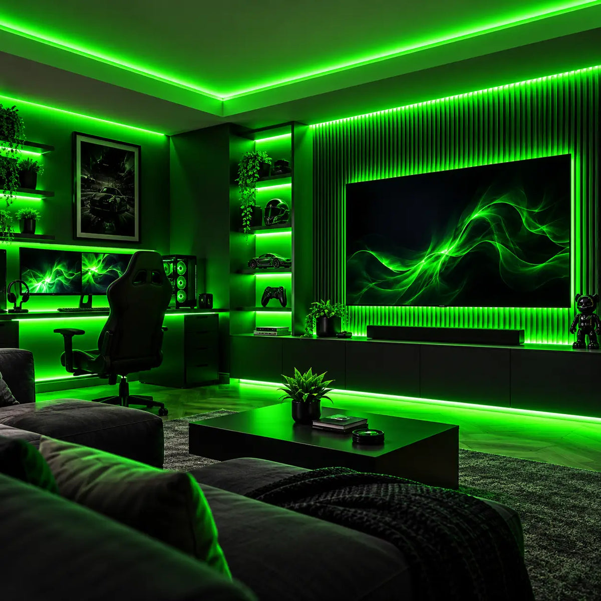 COBRA MINI Venom Green – 5mm Dotless Green COB LED Strip Light Kit