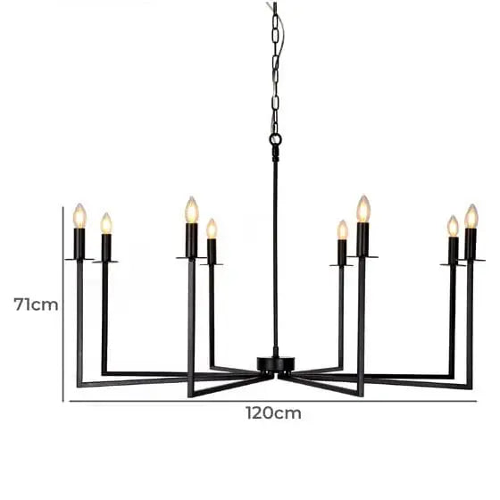 Green Earth Lighting Australia Pendant Light ARCHER 8 Light Black Chandelier 20700
