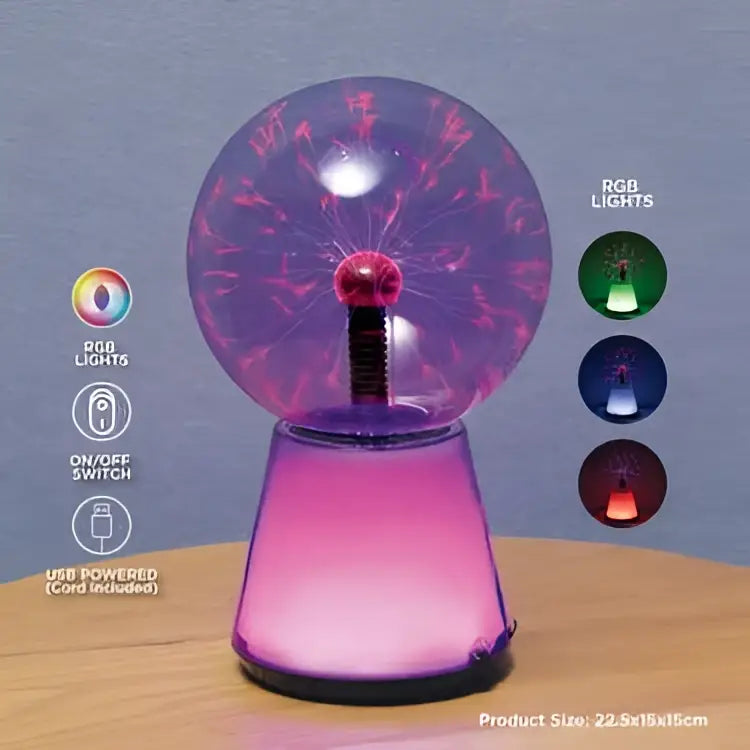 Colour changing plasma ball with USB-powered pink glowing sphere
