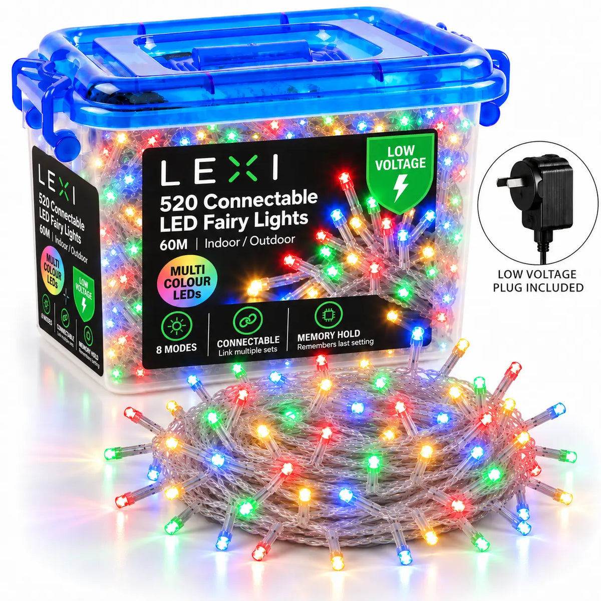Lexi Lighting 60M 520 LED Multi Colour Connectable Fairy Lights