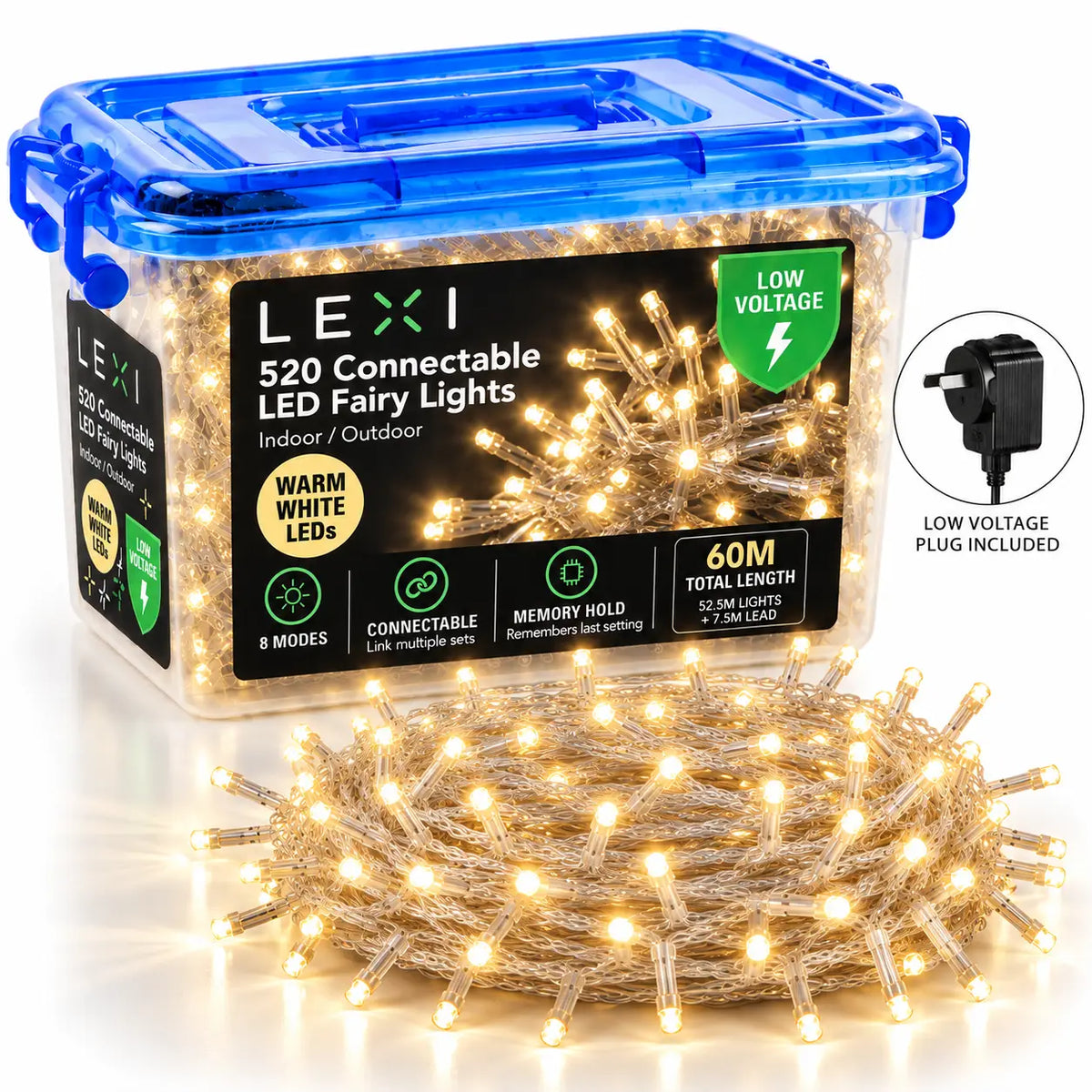 Lexi Lighting 60M 520 LED Warm White Connectable Fairy Lights