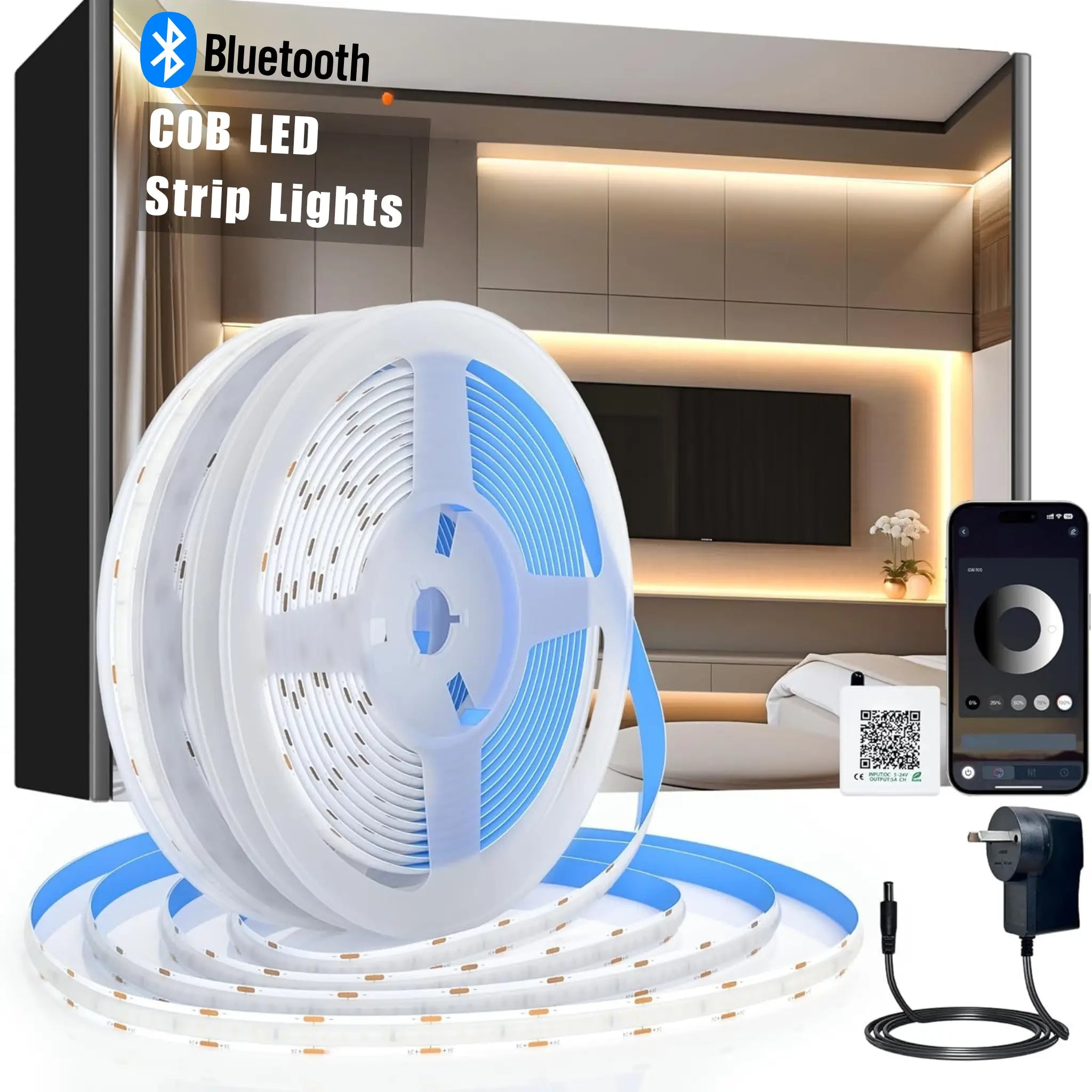 Cozy Lady 10m Cob Dotless Led Strip Light Kit | Bluetooth App