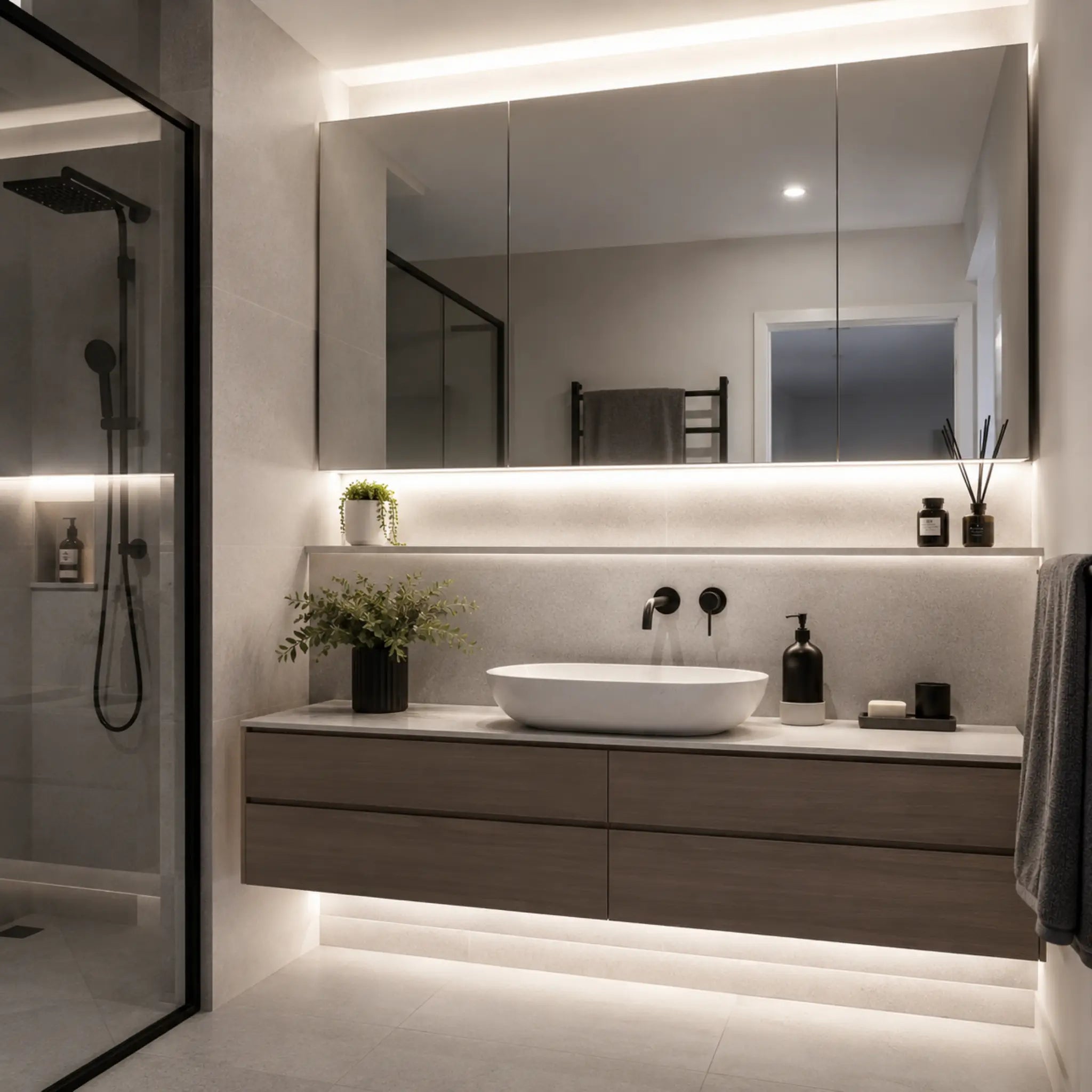 Cut Anywhere COB LED Strip Light 4000K Cool White - 12w/m (IP20 Indoor) in bathroom vanity