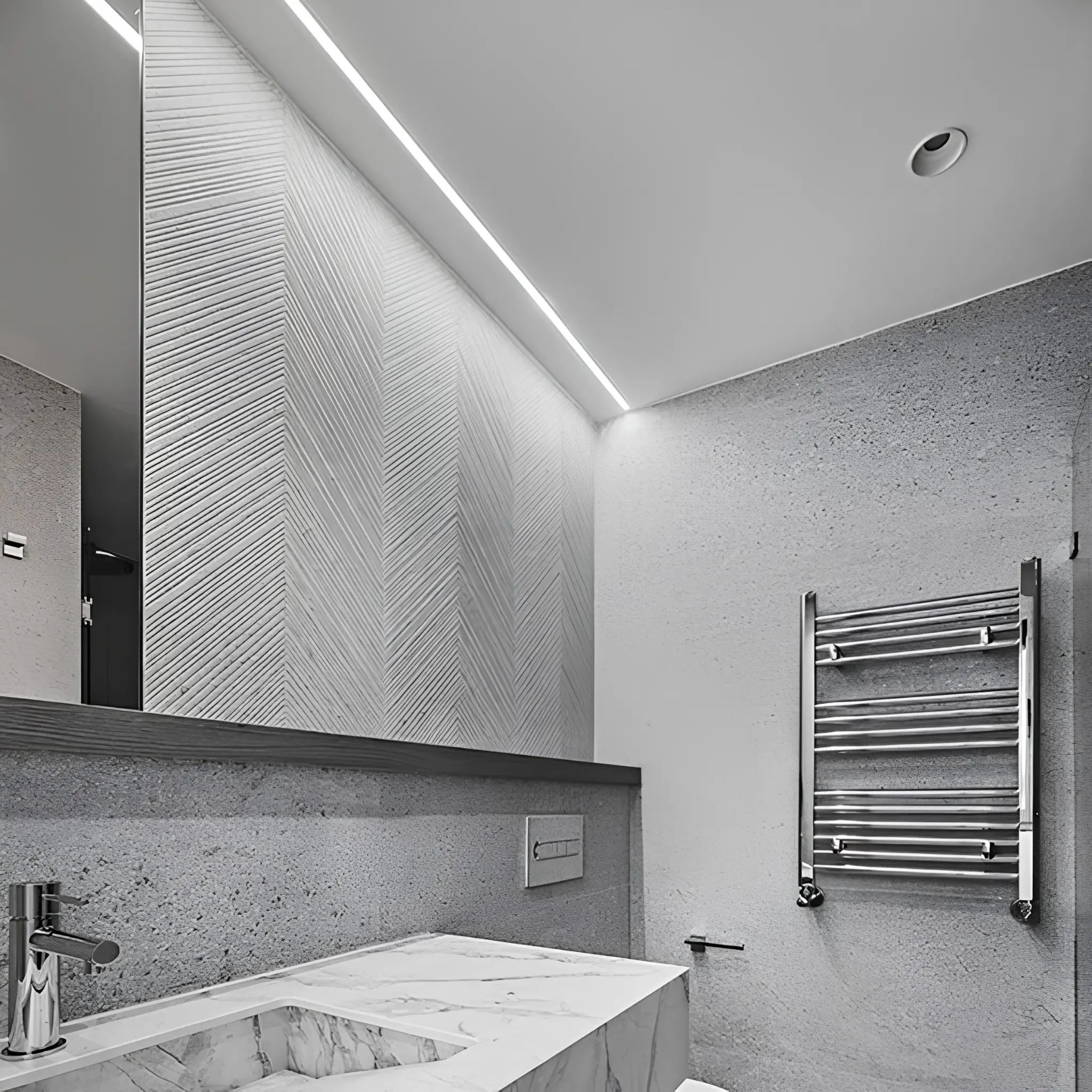 Cut Anywhere COB LED Strip Light 6000K Daylight - 12w/m (IP20 Indoor) In a modern bathroom