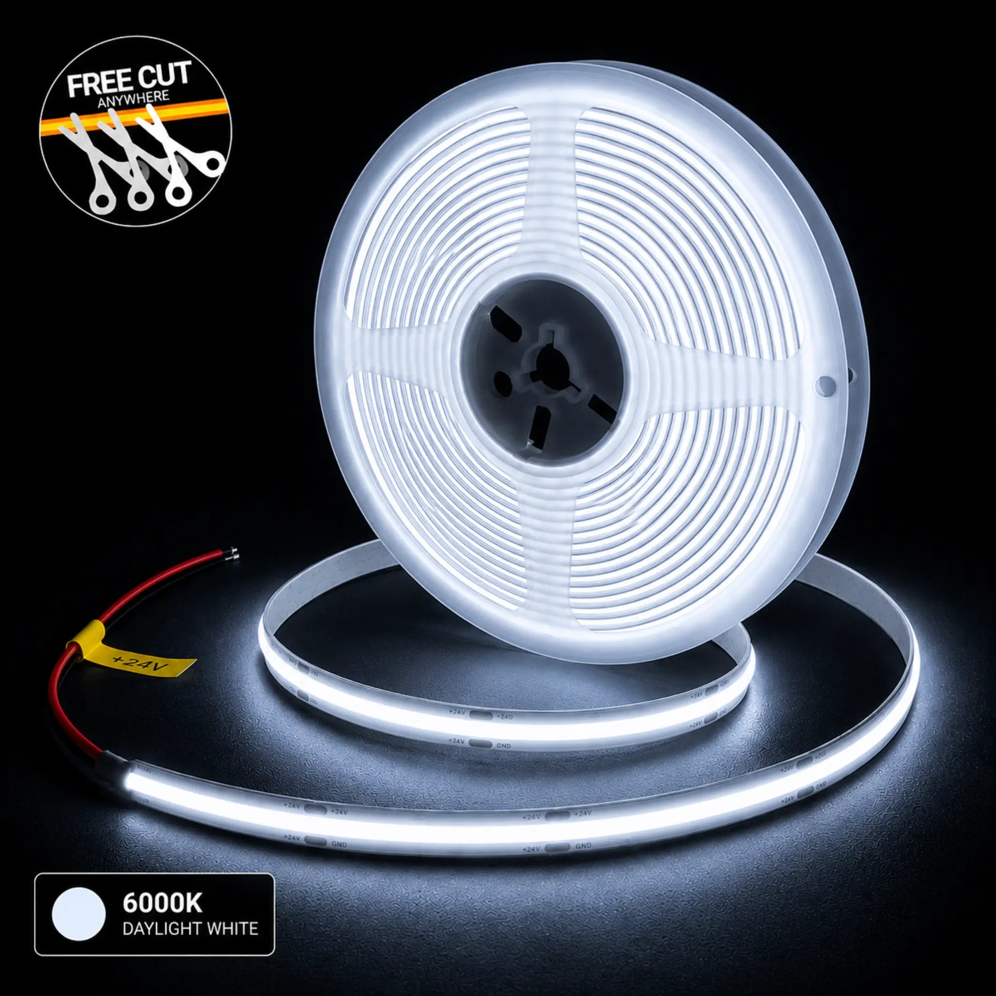 Cut Anywhere COB LED Strip Light 6000K Daylight - 12w/m (IP20 Indoor) 