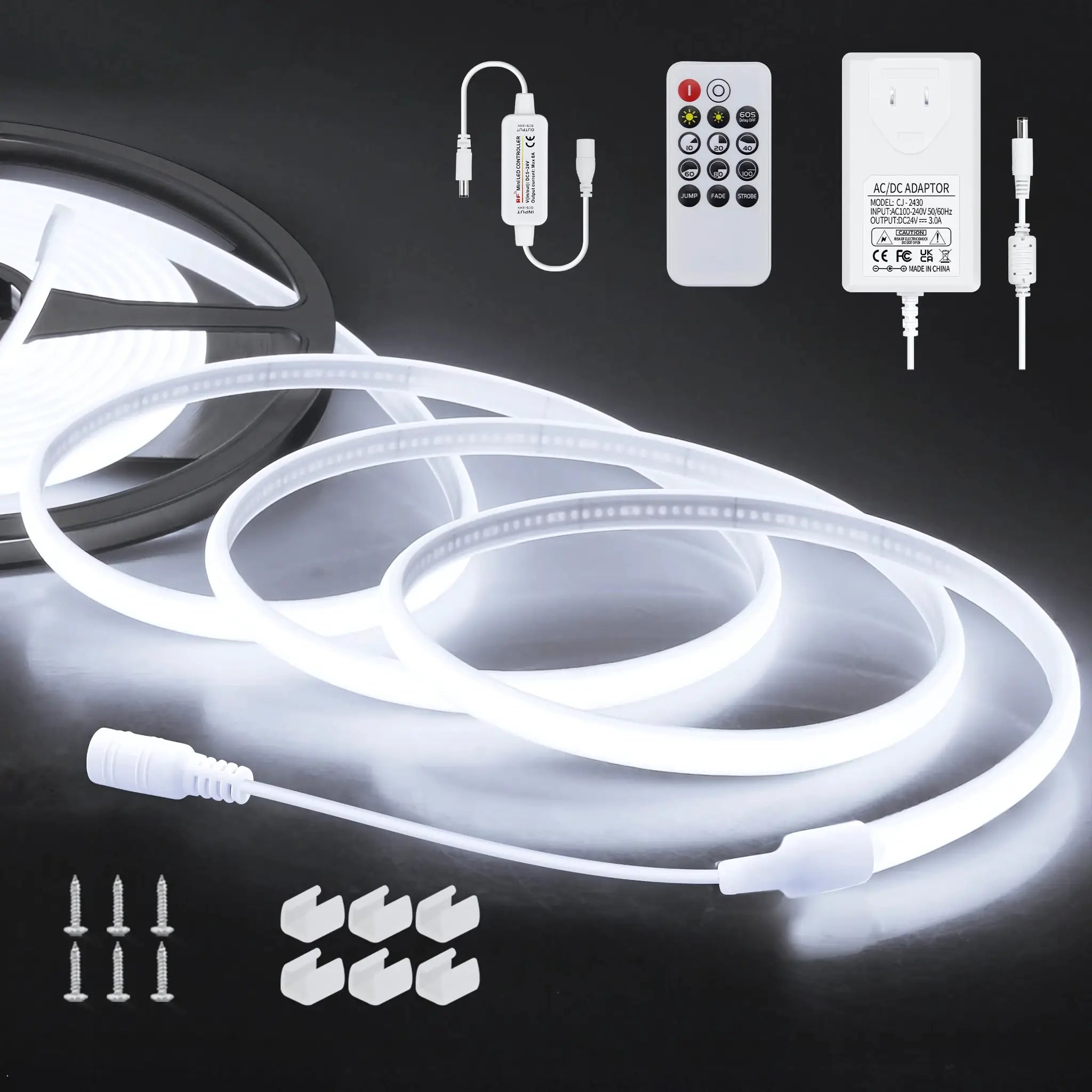 Ip67 Dotless Cob Waterproof Led Strip Light Kit 5m - Daylight
