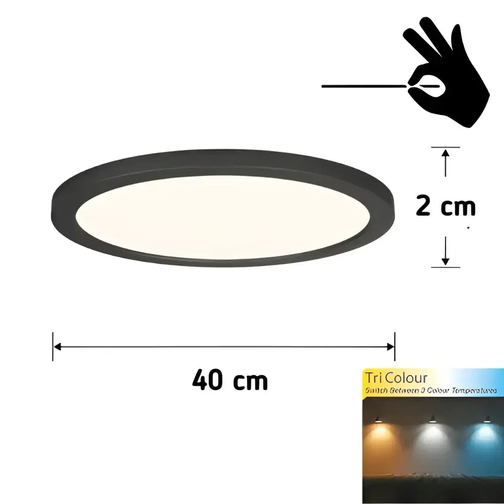 Green Earth Lighting Australia Oyster light DELGADŌ 32W BLACK TRI-COLOUR DIMMABLE ULTRA THIN OYSTER DELGADŌ32B