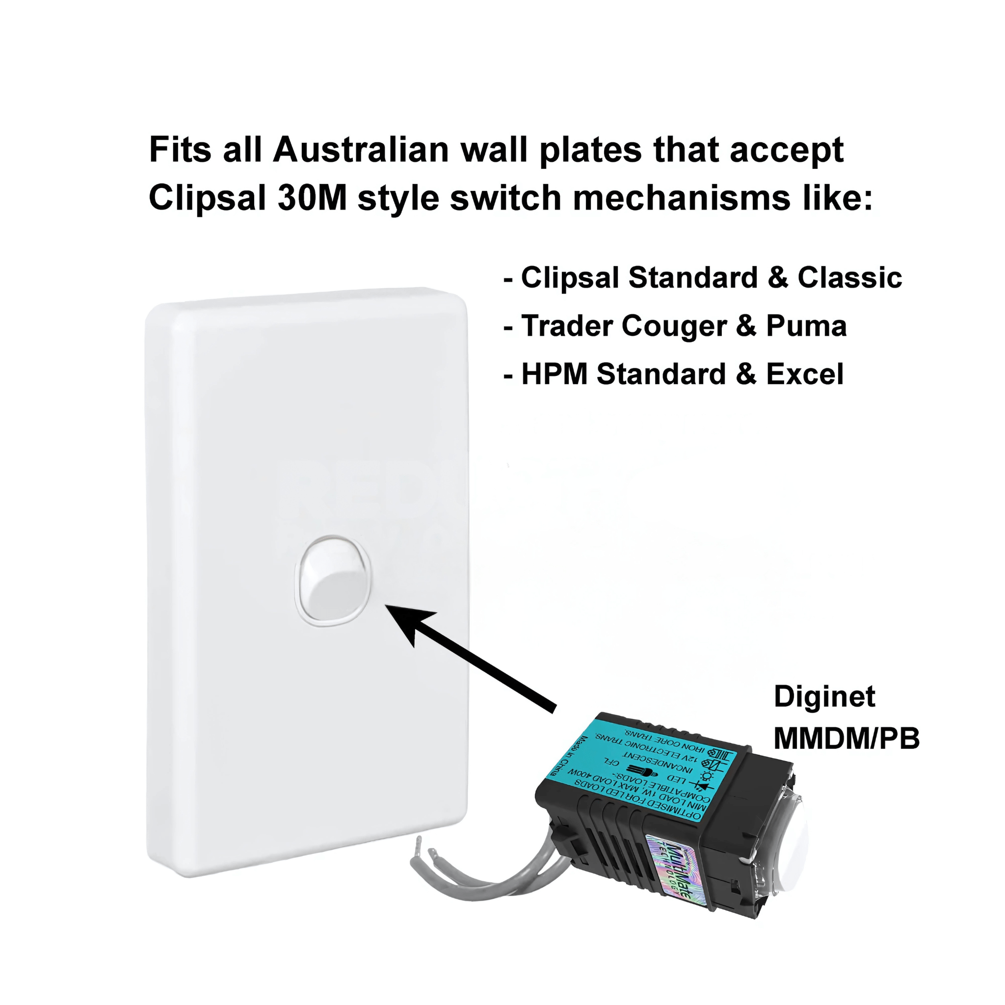 Diginet Power & Electrical Supplies Diginet MMDM/PB | Push Button Dimmer LEDsmart™ Adaptive Phase With On/Off Switch MMDM/PB