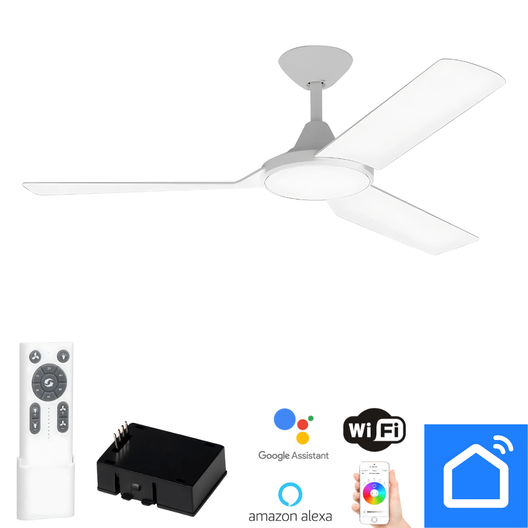 Domus Lighting Ceiling Fan AXIS SMART 3 Blade 1220mm 48" DC Ceiling Fan - White + WiFi 60021WIFI