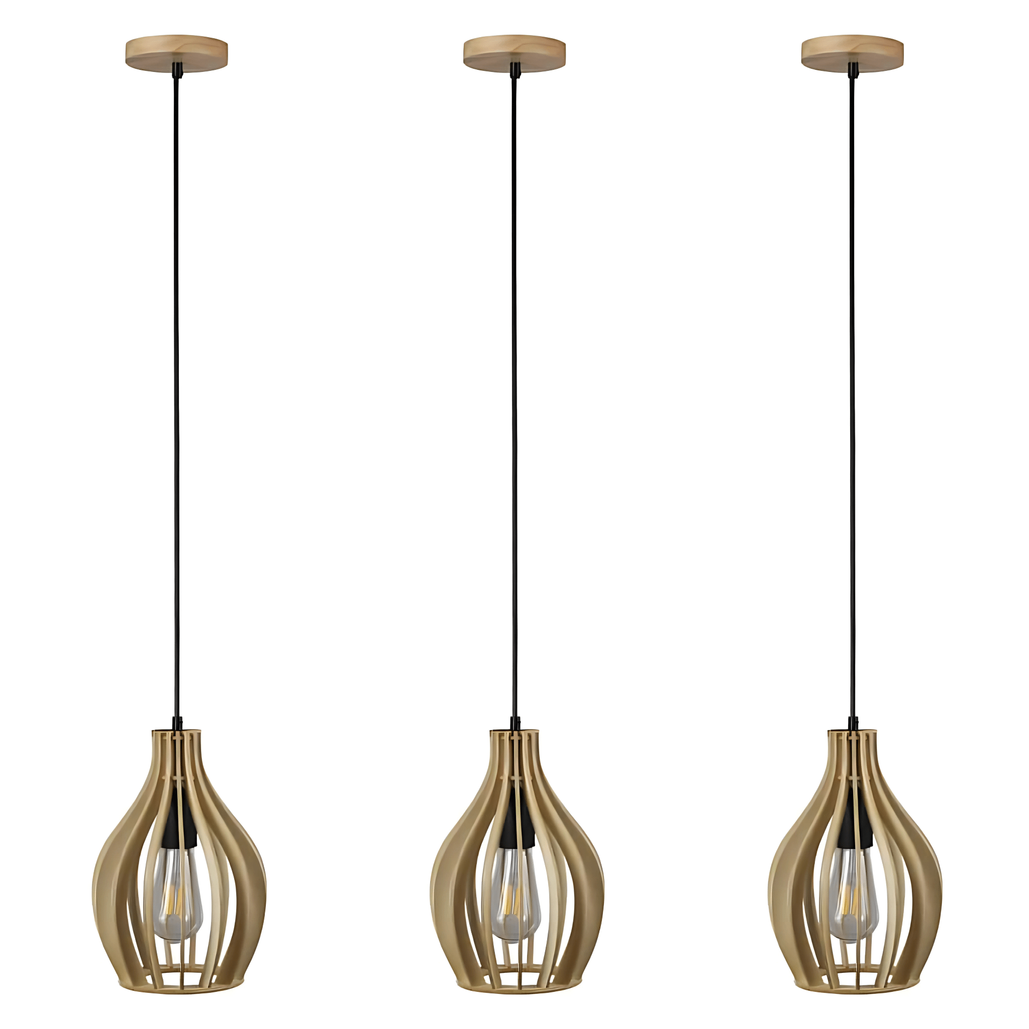 Green Earth Lighting Australia Pendant Light Triple Value Pack Felix Natural Timber Pendant Light 22765X3