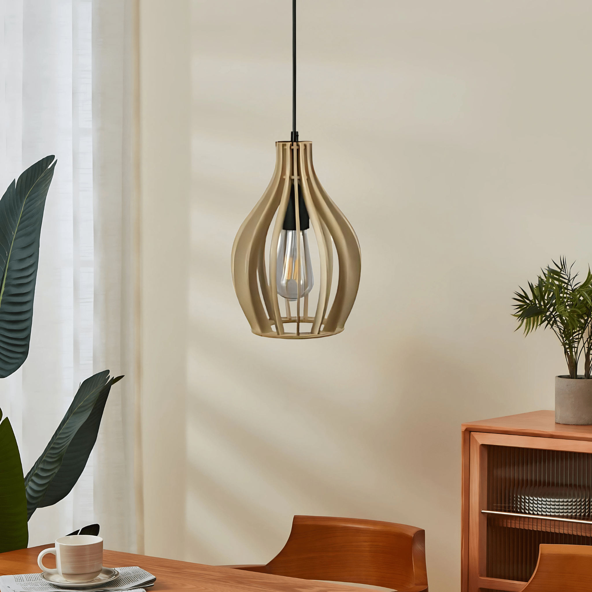 Green Earth Lighting Australia Pendant Light Felix Natural Timber Pendant Light