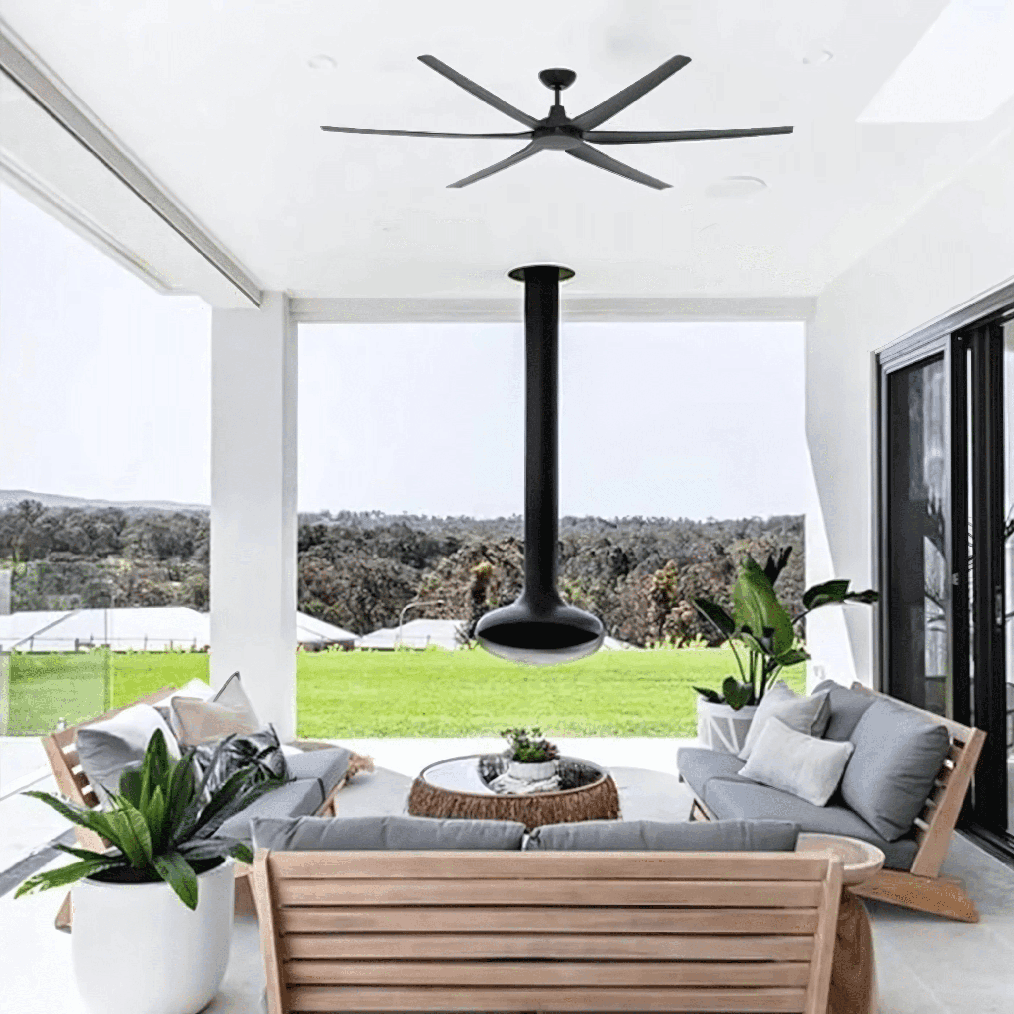 Green Earth Lighting Australia Ceiling Fan GLIDE 80" Black DC Ceiling Fan with Remote & WiFi Smart Control 60157 + CFA-SW/M