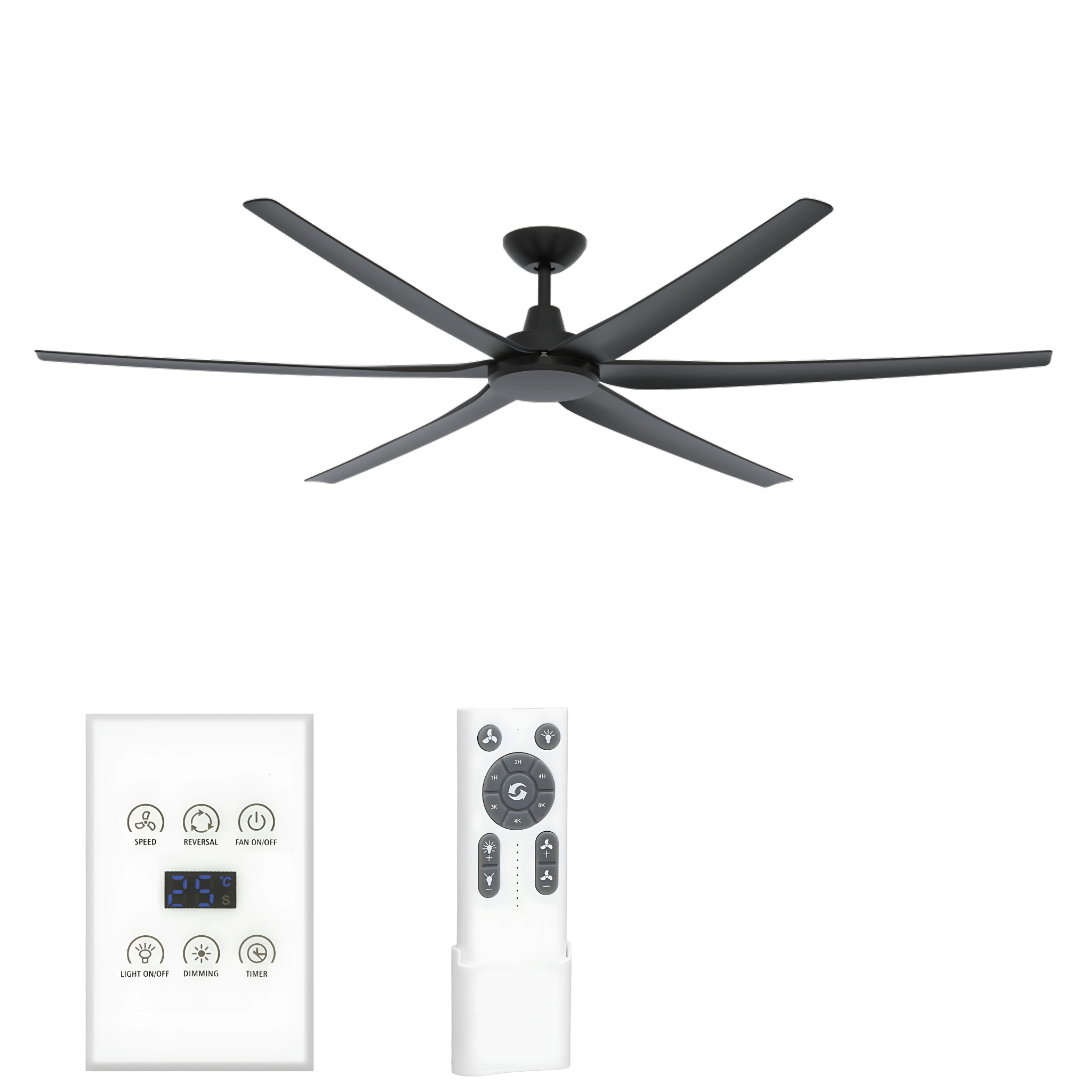 Green Earth Lighting Australia Ceiling Fan GLIDE 80" Black DC Ceiling Fan with Remote & Wall Control 60157 + CFA-WDC1