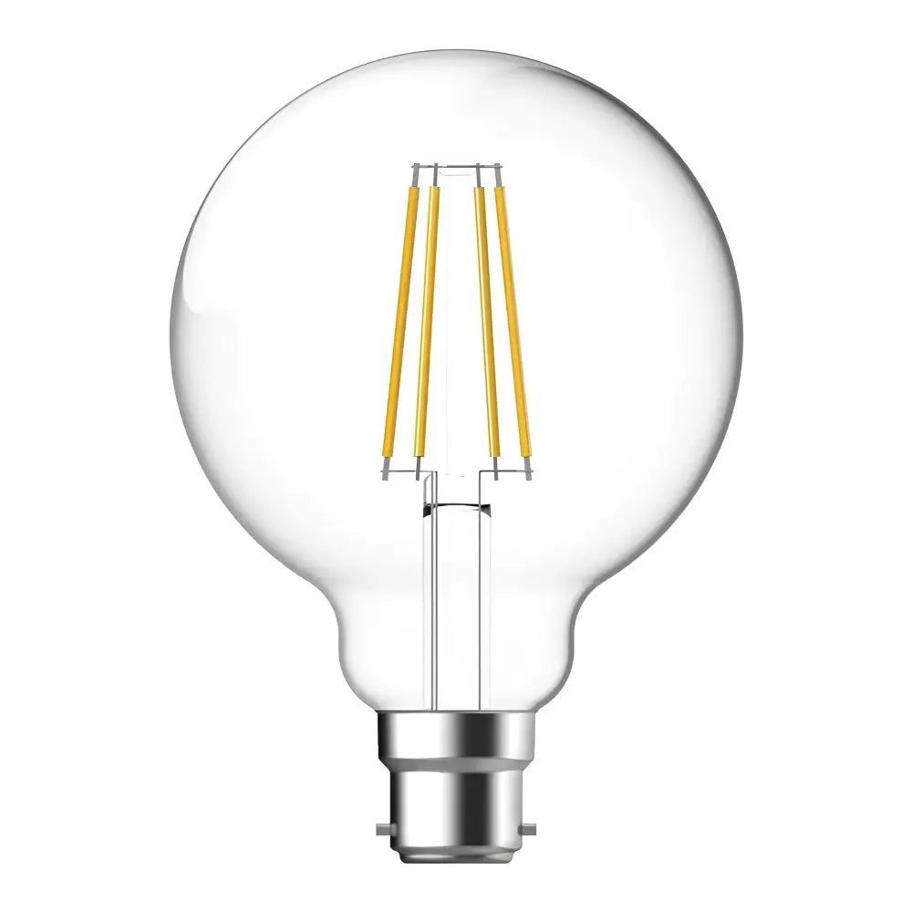 Domus G95 7.5W LED Filament Globe B22 6500K Clear Glass