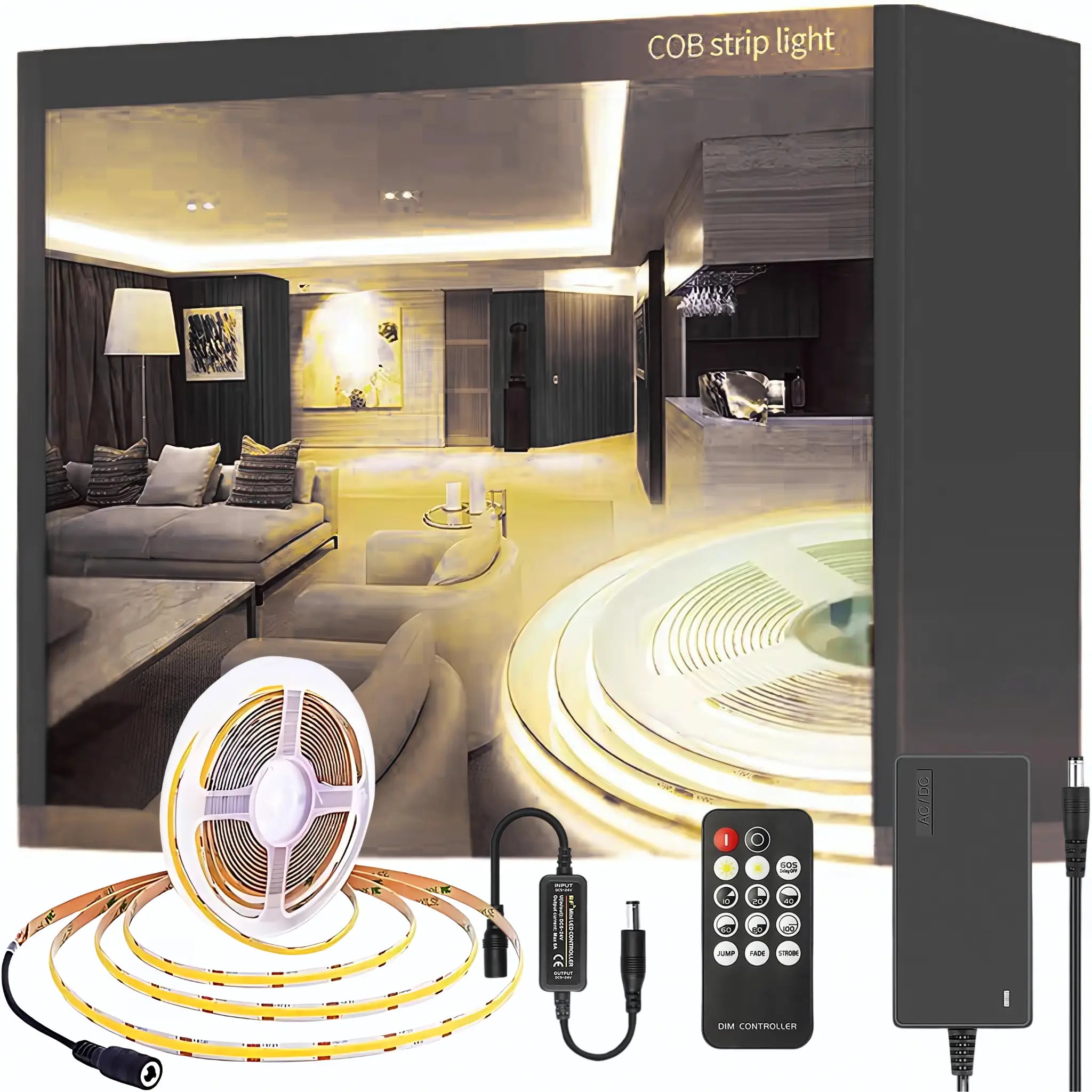 Dotless Flexible Cob Led Strip Light Kit 10 Meter Dimmable