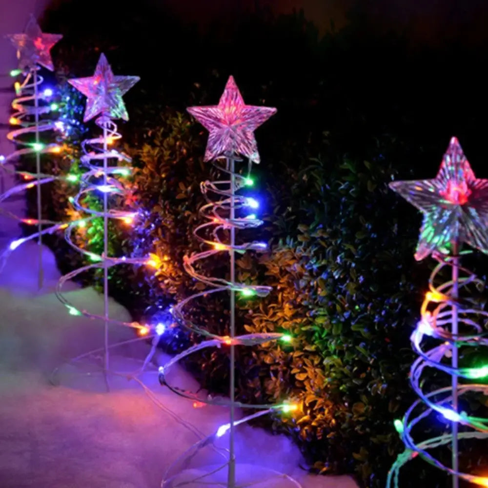 Promo Christmas Path Light Dual Power Set of 4 Spiral Trees Path Light LLPTH08-P
