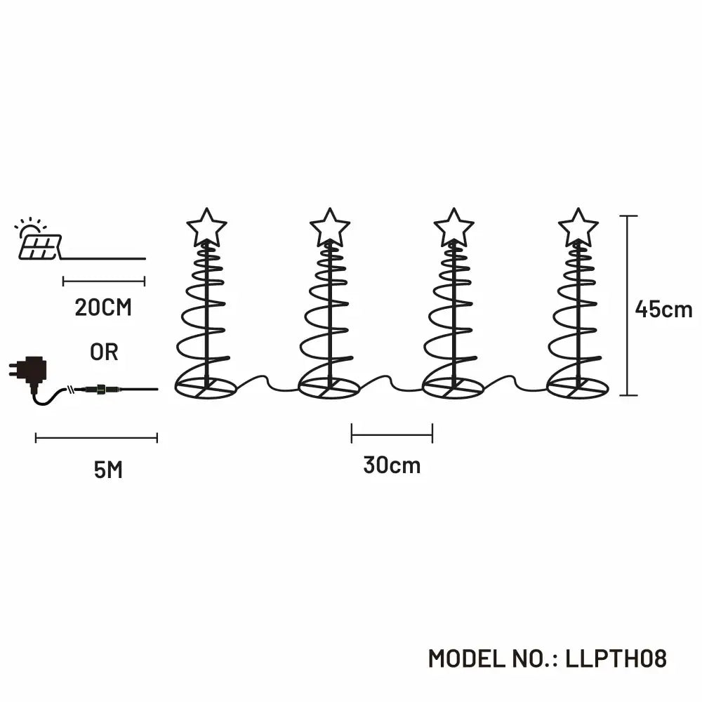 Promo Christmas Path Light Dual Power Set of 4 Spiral Trees Path Light LLPTH08-P