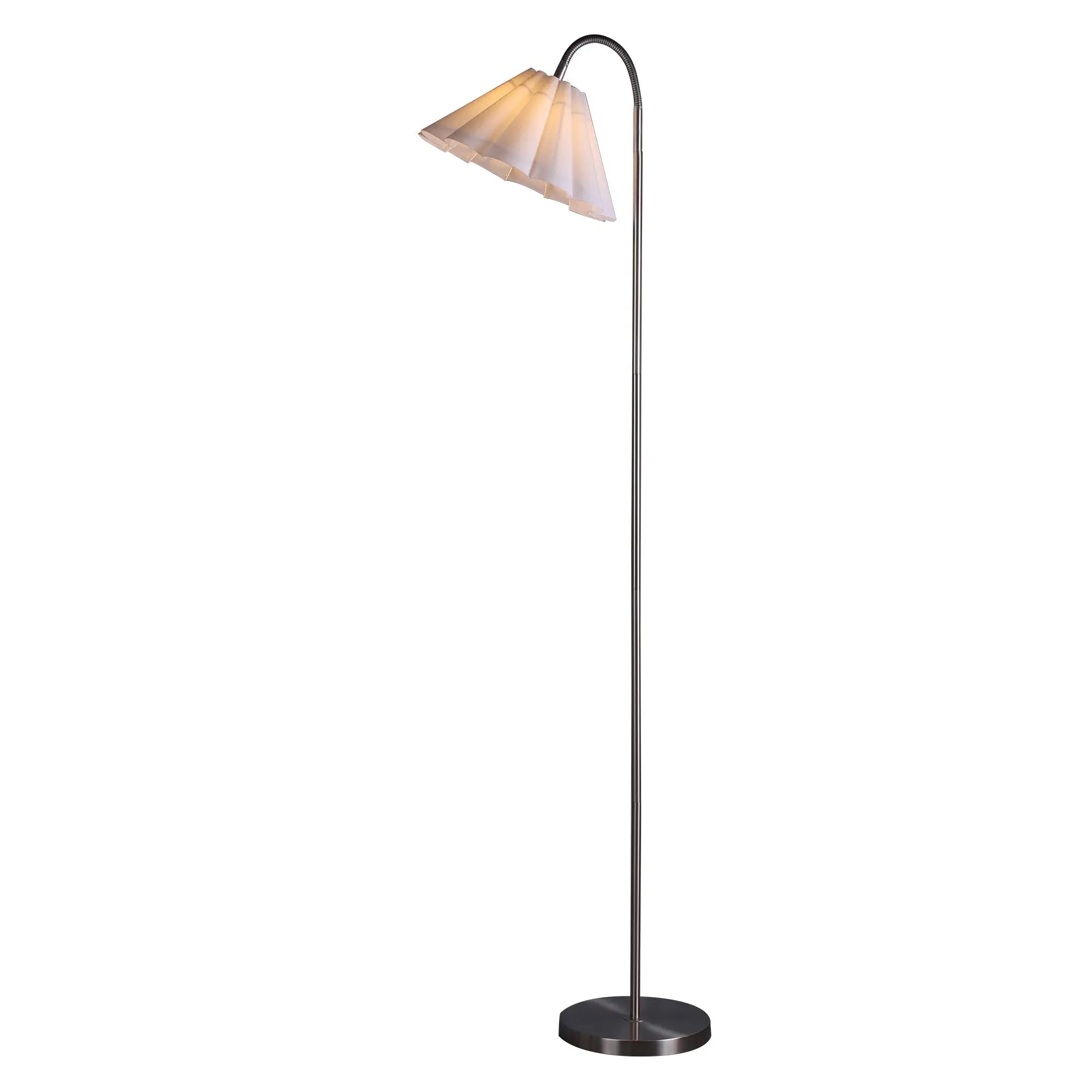 Lexi lighting Eleanor floor lamp with curved stand and white shade