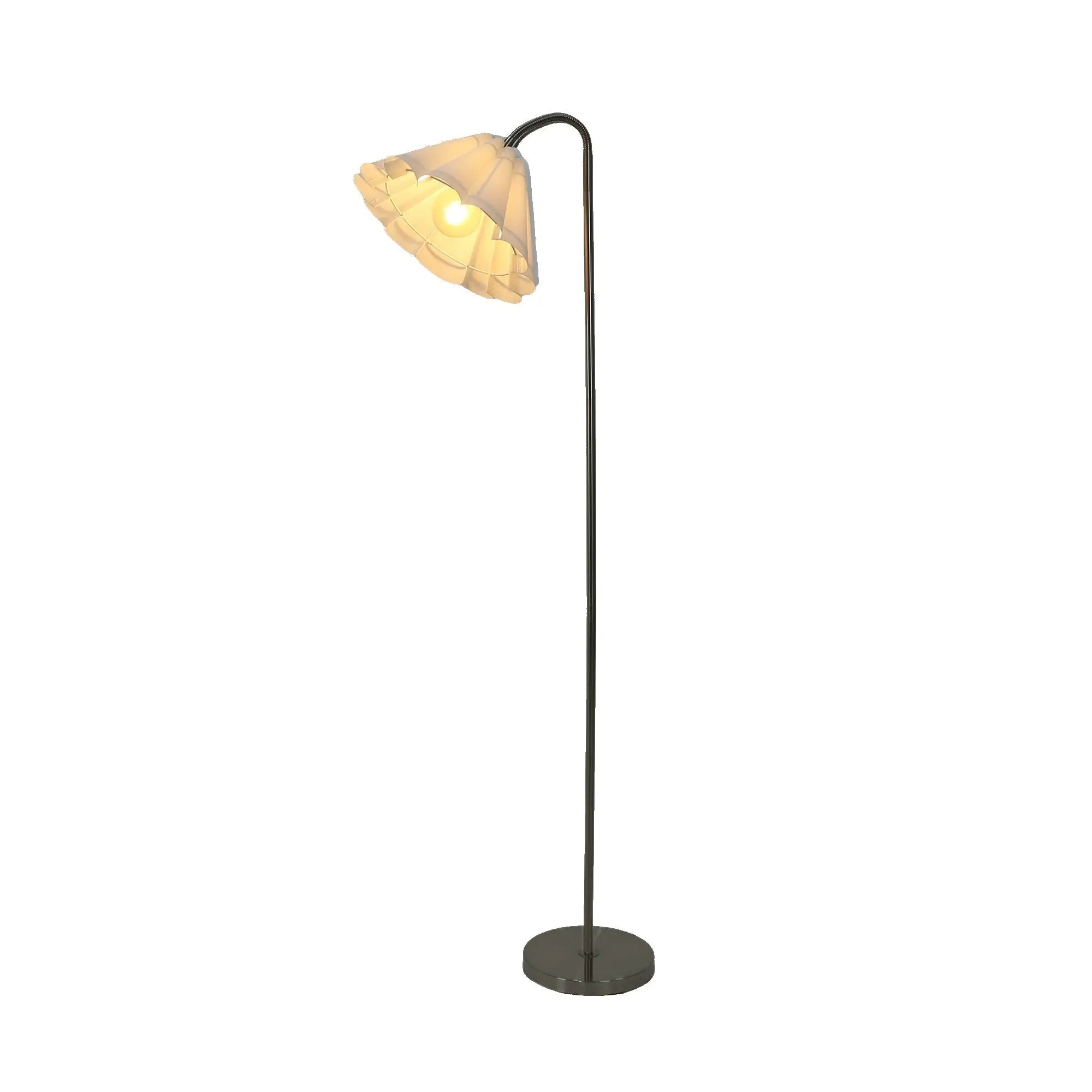 Eleanor Floor Lamp Satin Nickel Arced Bedroom Light