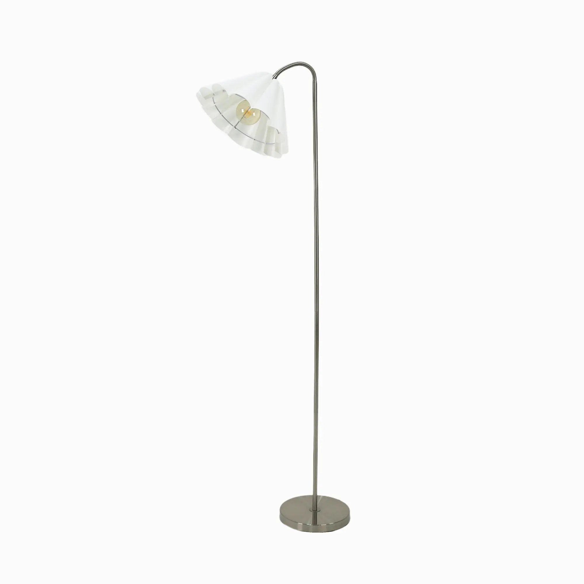 Eleanor Floor Lamp Satin Nickel Arced Bedroom Light