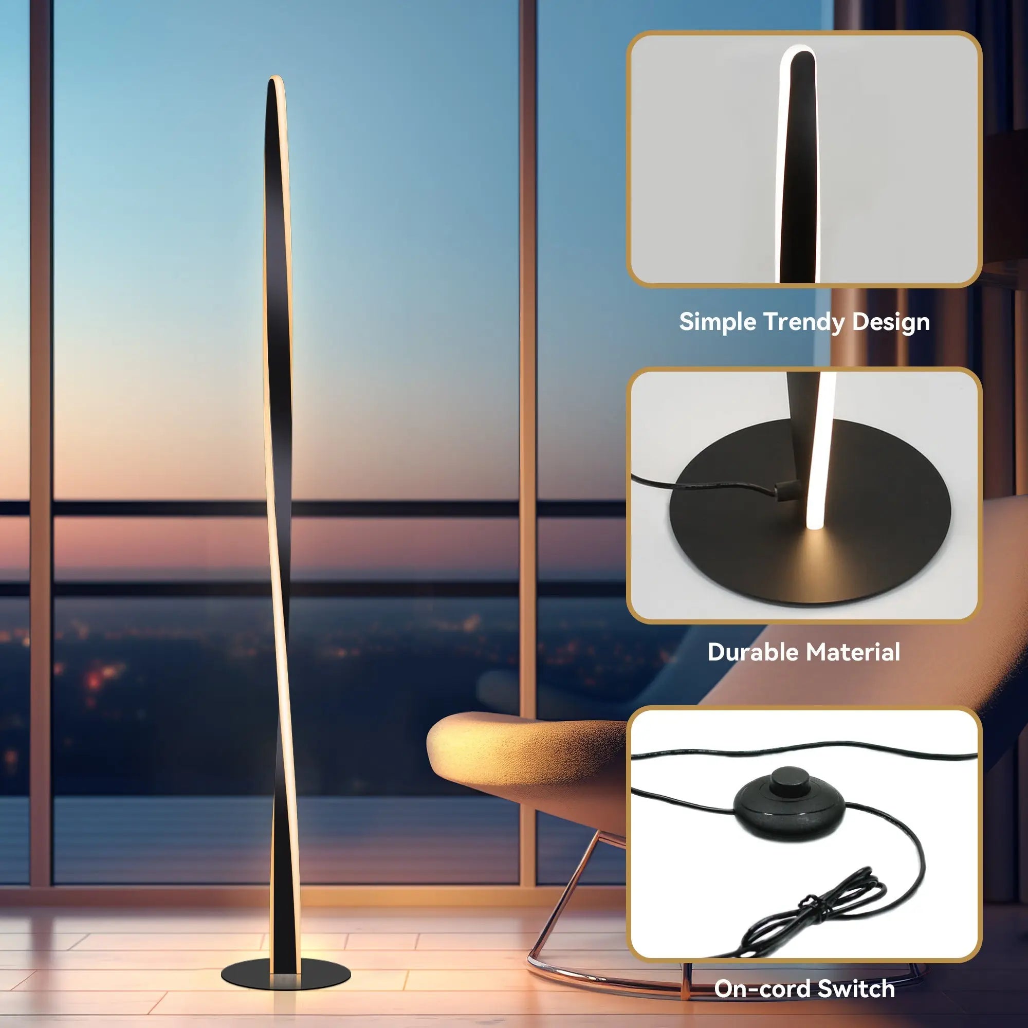 Enhalus Led Floor Lamp - Black Lexi Lighting