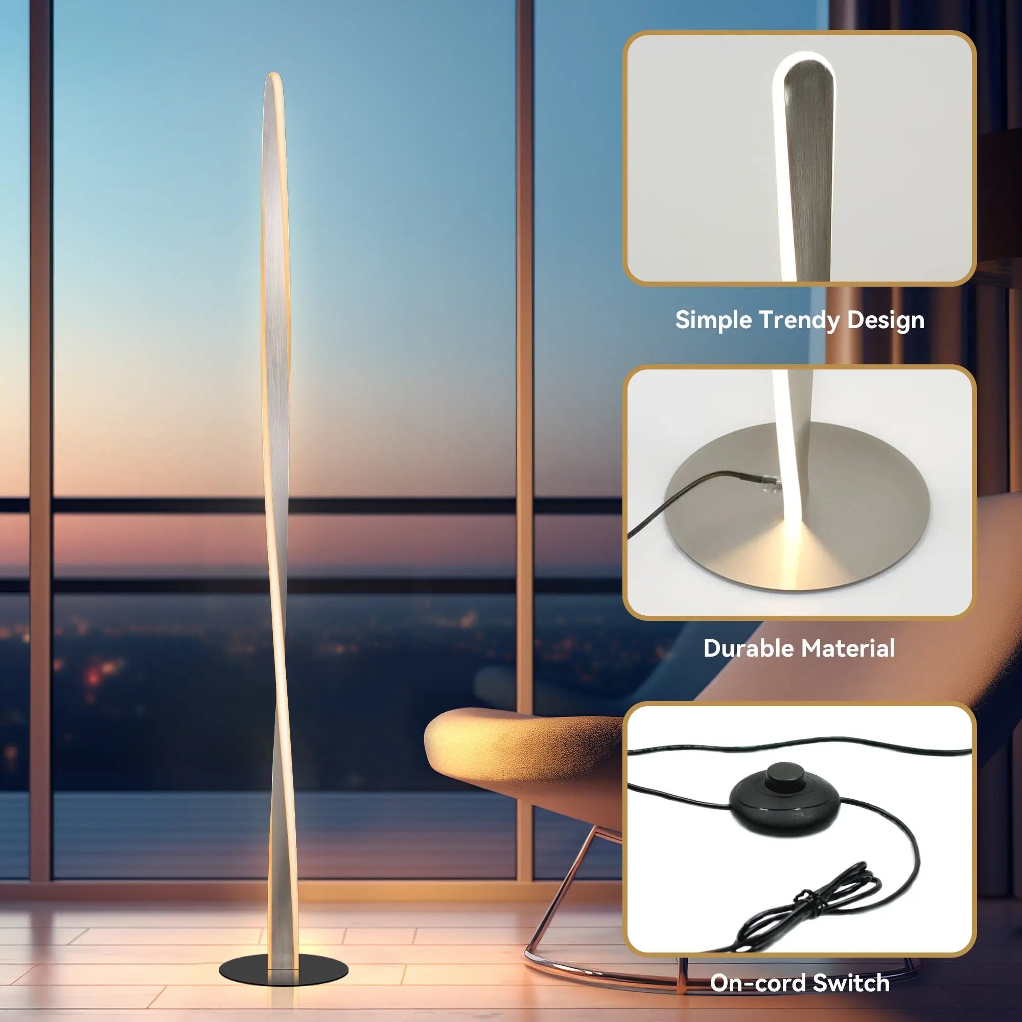 Enhalus Led Floor Lamp - Brushed Chrome Lexi Lighting