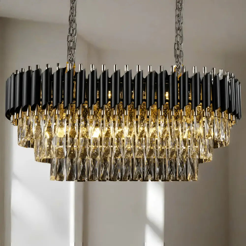 Green Earth Lighting Australia Chandeliers Darious Black 12 Light Luxury Crystal Chandelier KENSINGTON