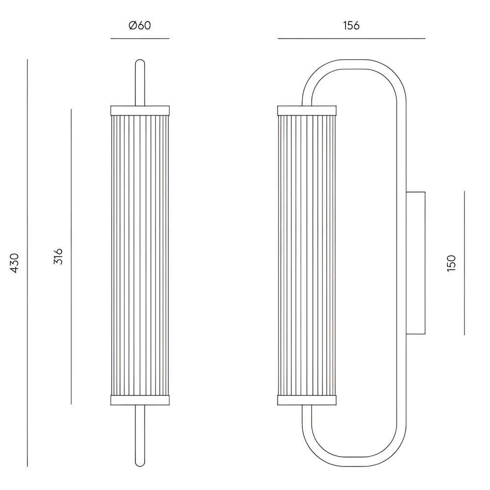 Green Earth Lighting Australia Wall Light ESTRIADO Matte Brass 10W LED Fluted Glass Wall Light ESTMBR