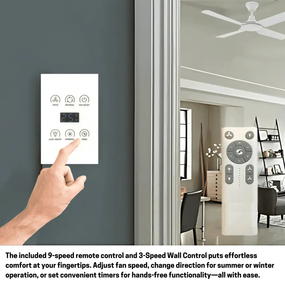 Green Earth Lighting Australia Ceiling Fan FRESCO IP66 52" White DC Ceiling Fan with Remote & Wall Control 60081 + CFA-WC1