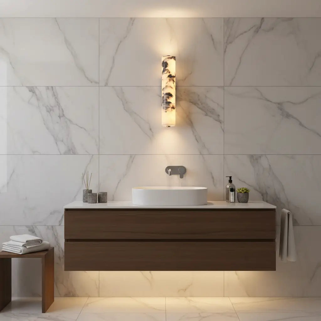 Contemporary marble wall lamp with tri-colour LED technology