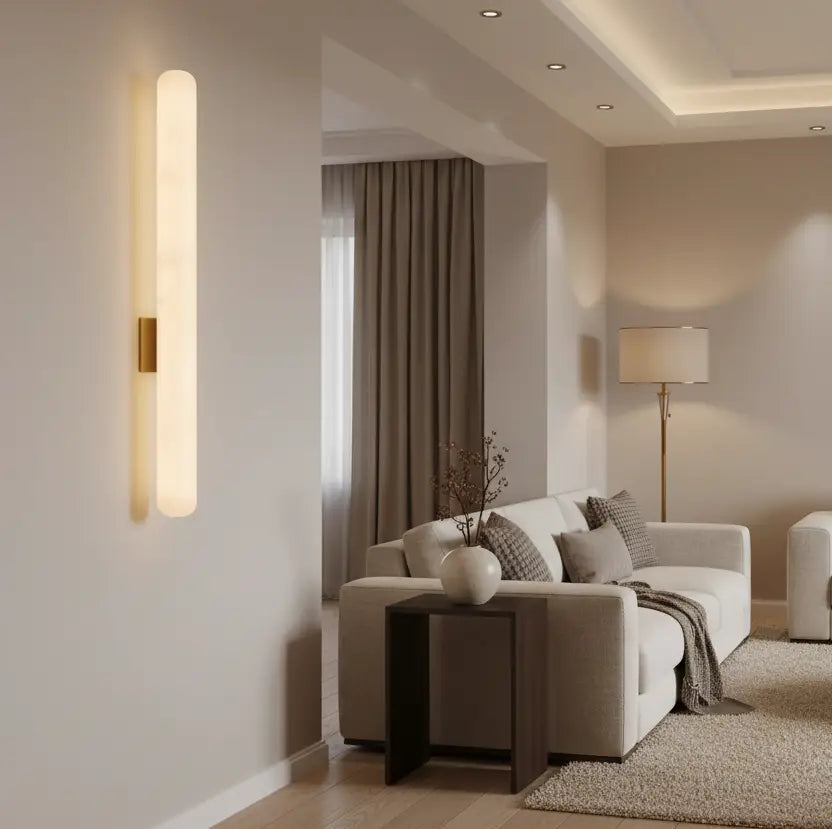 Mercer Brass Alabaster Spanish Marble Led Wall Light