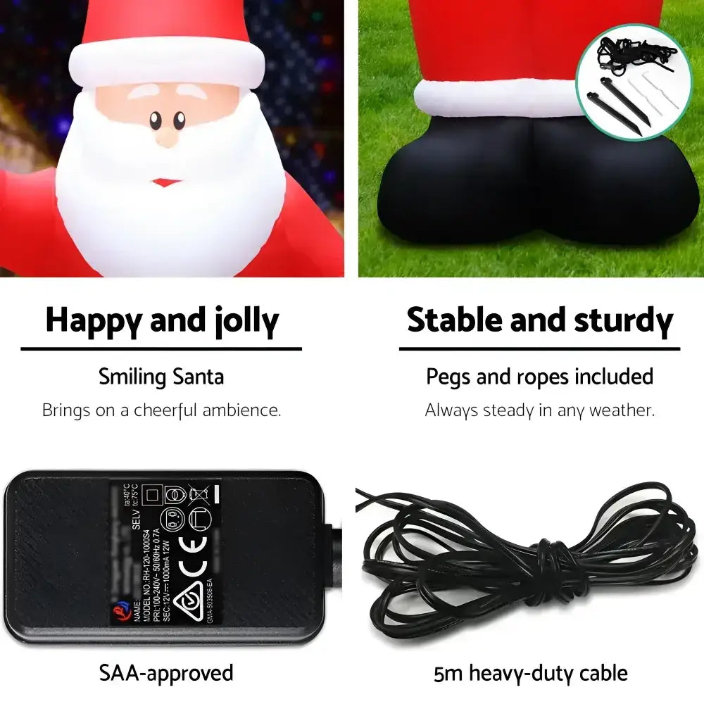 5m Gigantic Christmas Inflatable Santa Led Illuminated