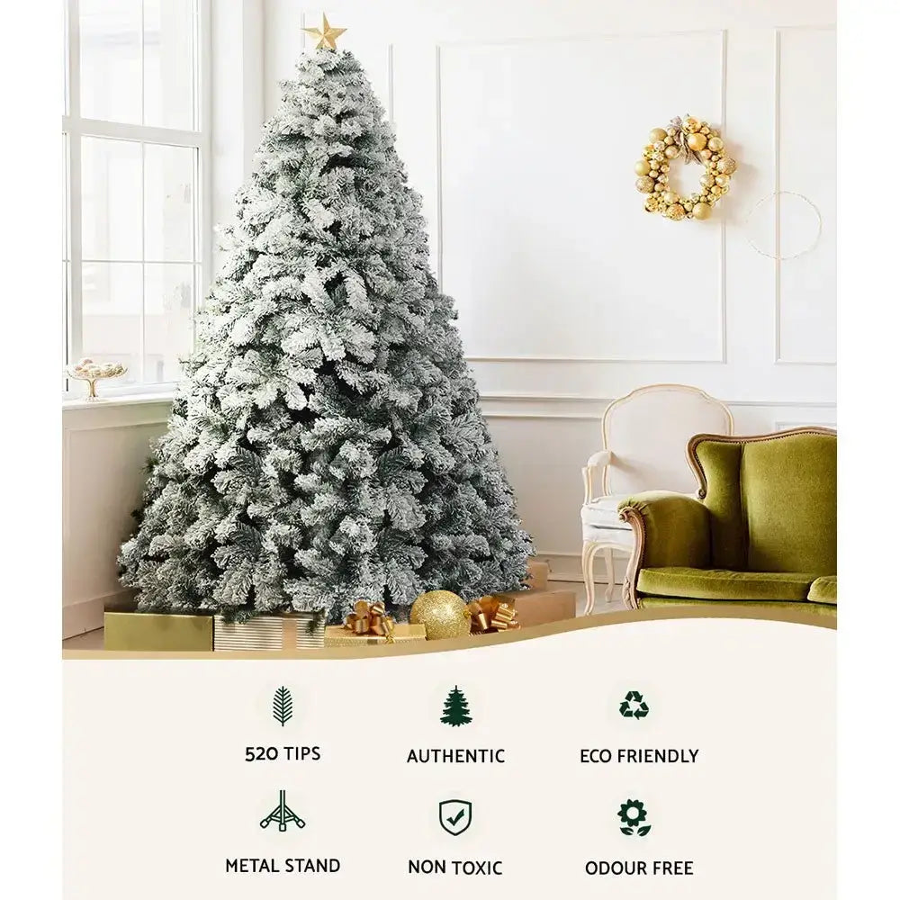 1.8m Christmas Tree Snowy Tips Green Earth Lighting