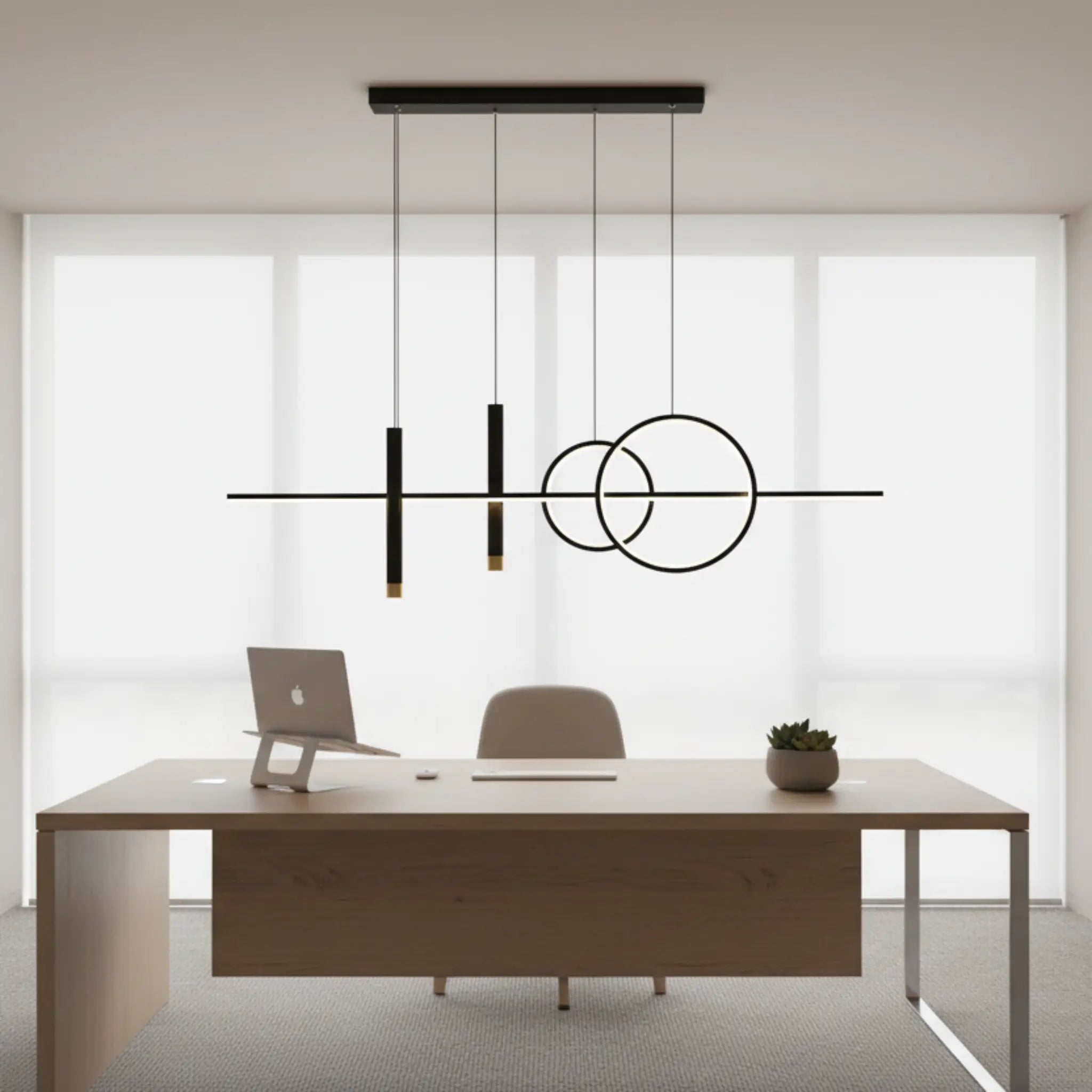 Green Earth Eclipse Black Linear Tri-Colour Dimmable LED Pendant Light 