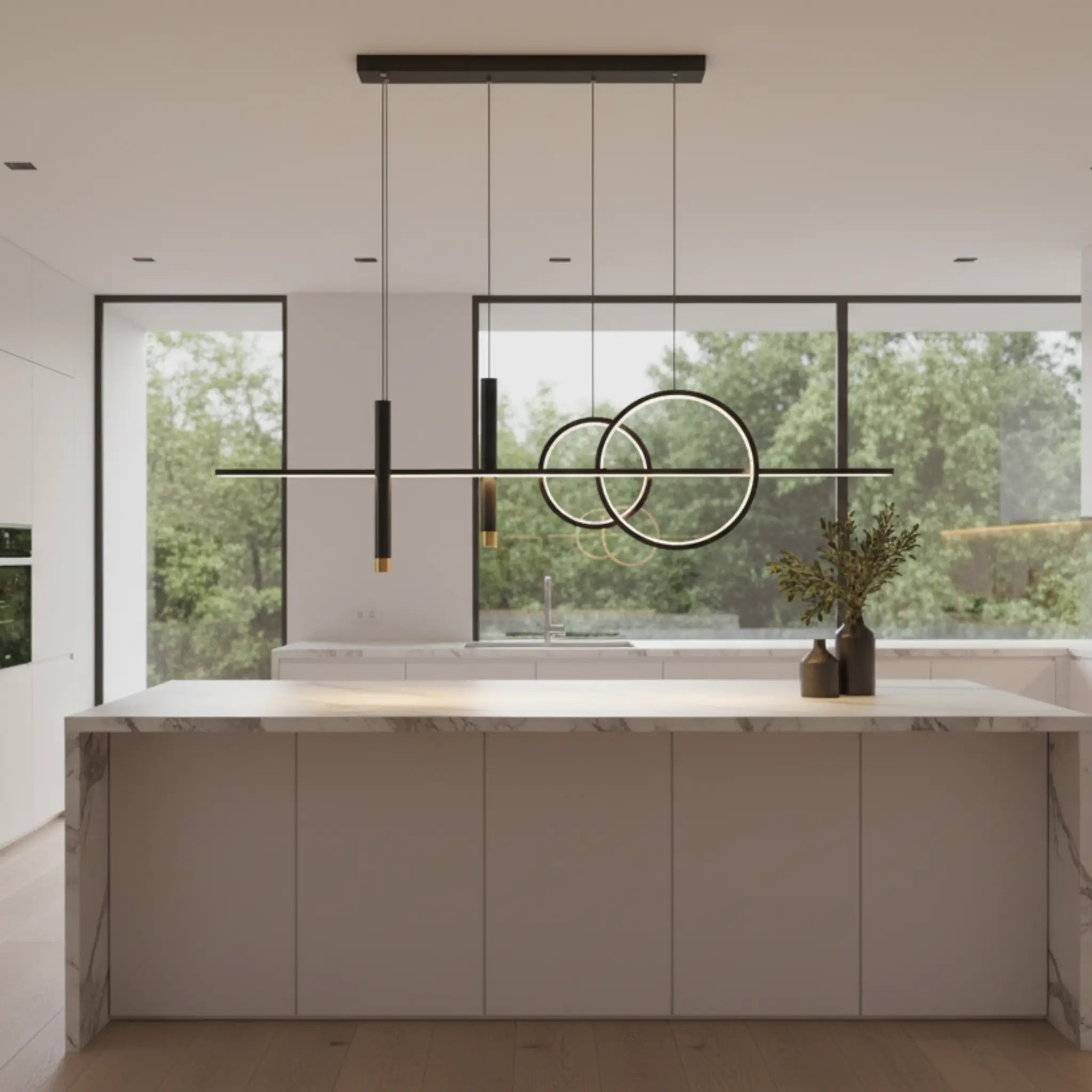 Green Earth Eclipse Black Linear Tri-Colour Dimmable LED Pendant Light