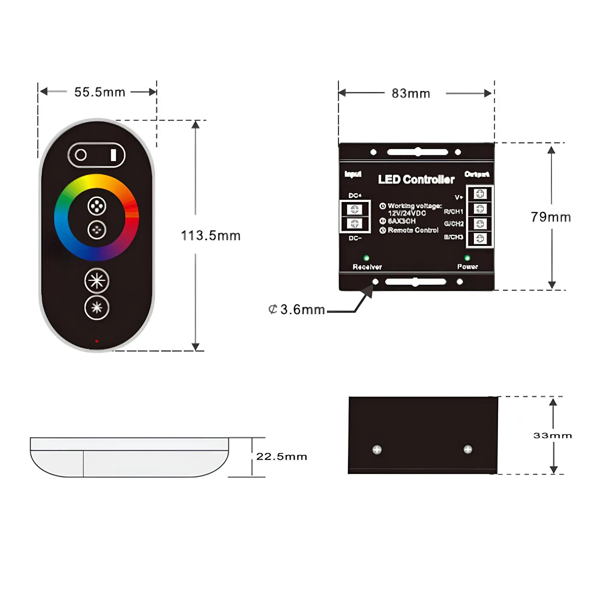 Touch Series Rgb Strip Light Rf Remote Controller