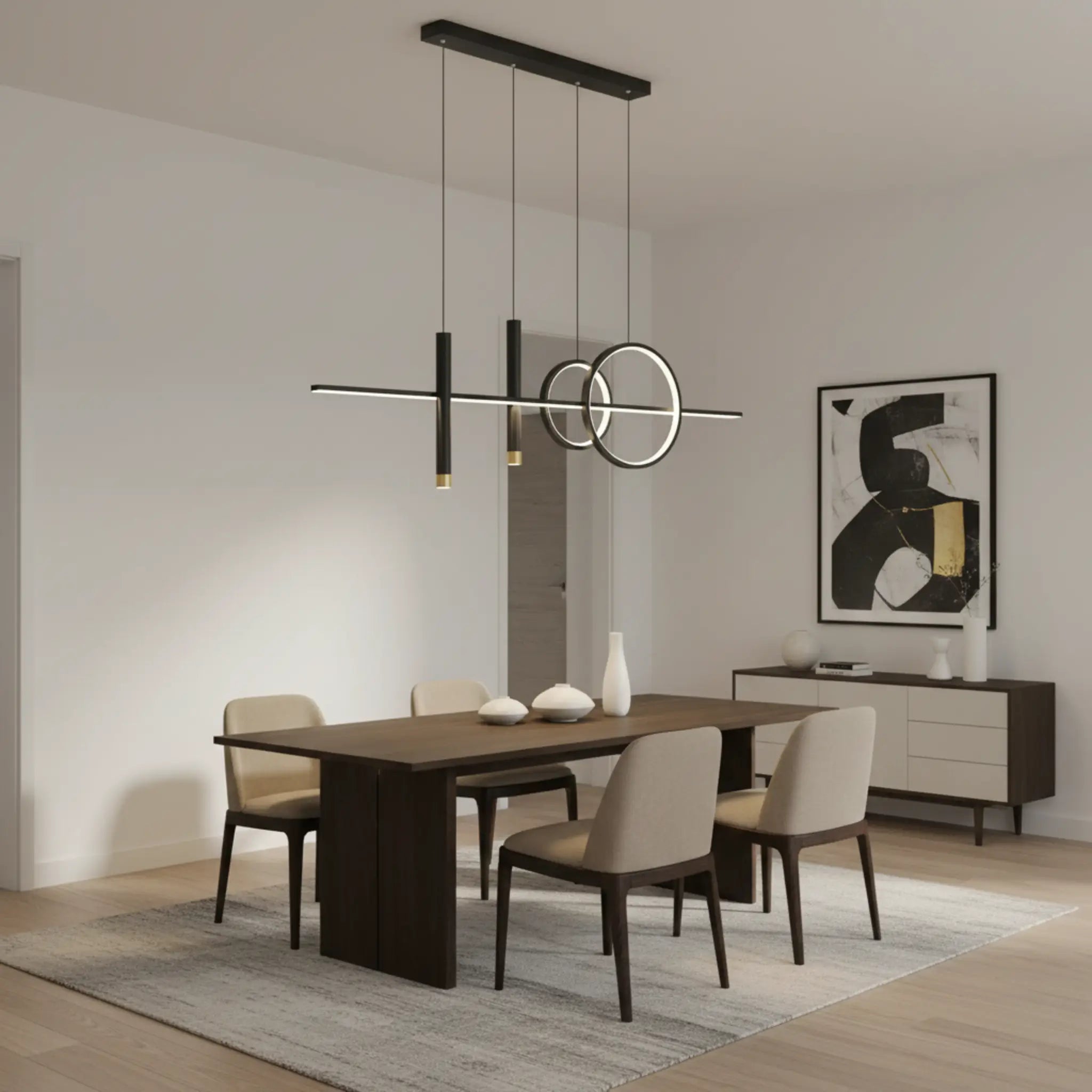 Green Earth Eclipse Black Linear Tri-Colour Dimmable LED Pendant Light