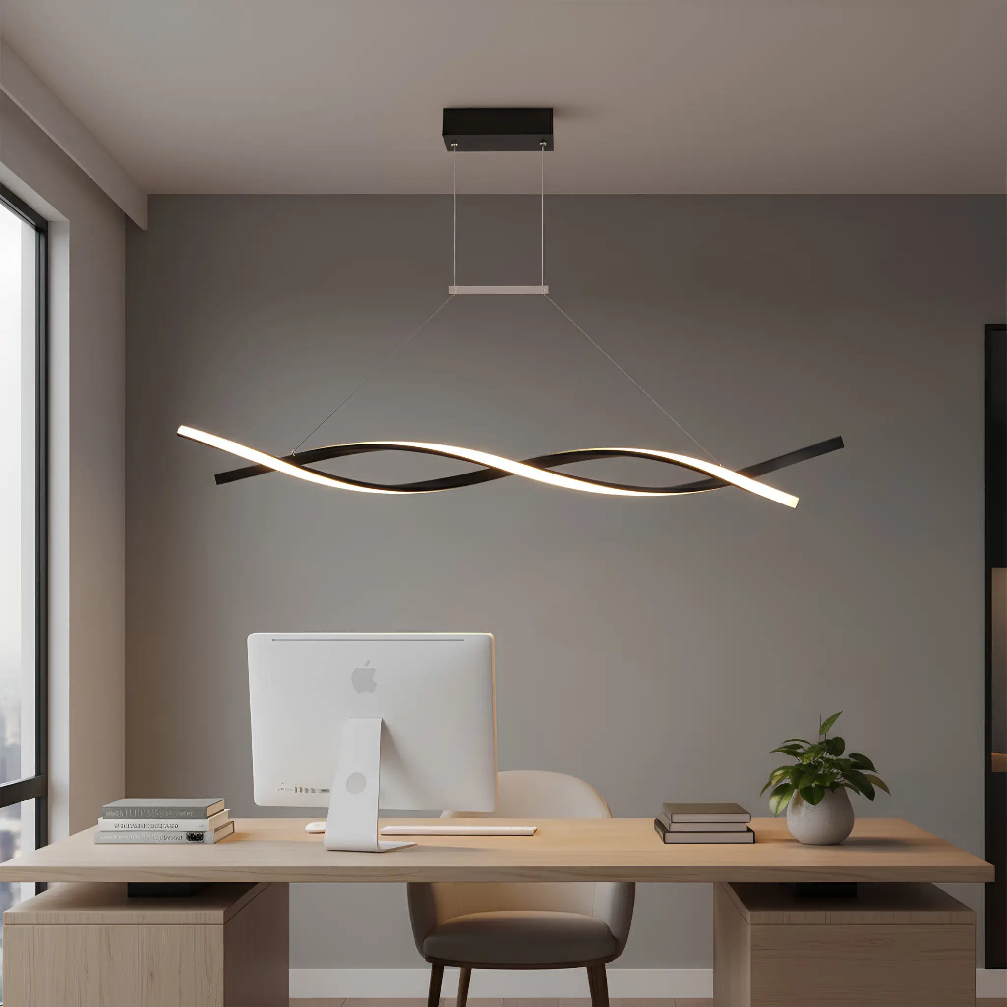 Green earth Helix Black Linear Tri-Colour Dimmable LED Pendant Light