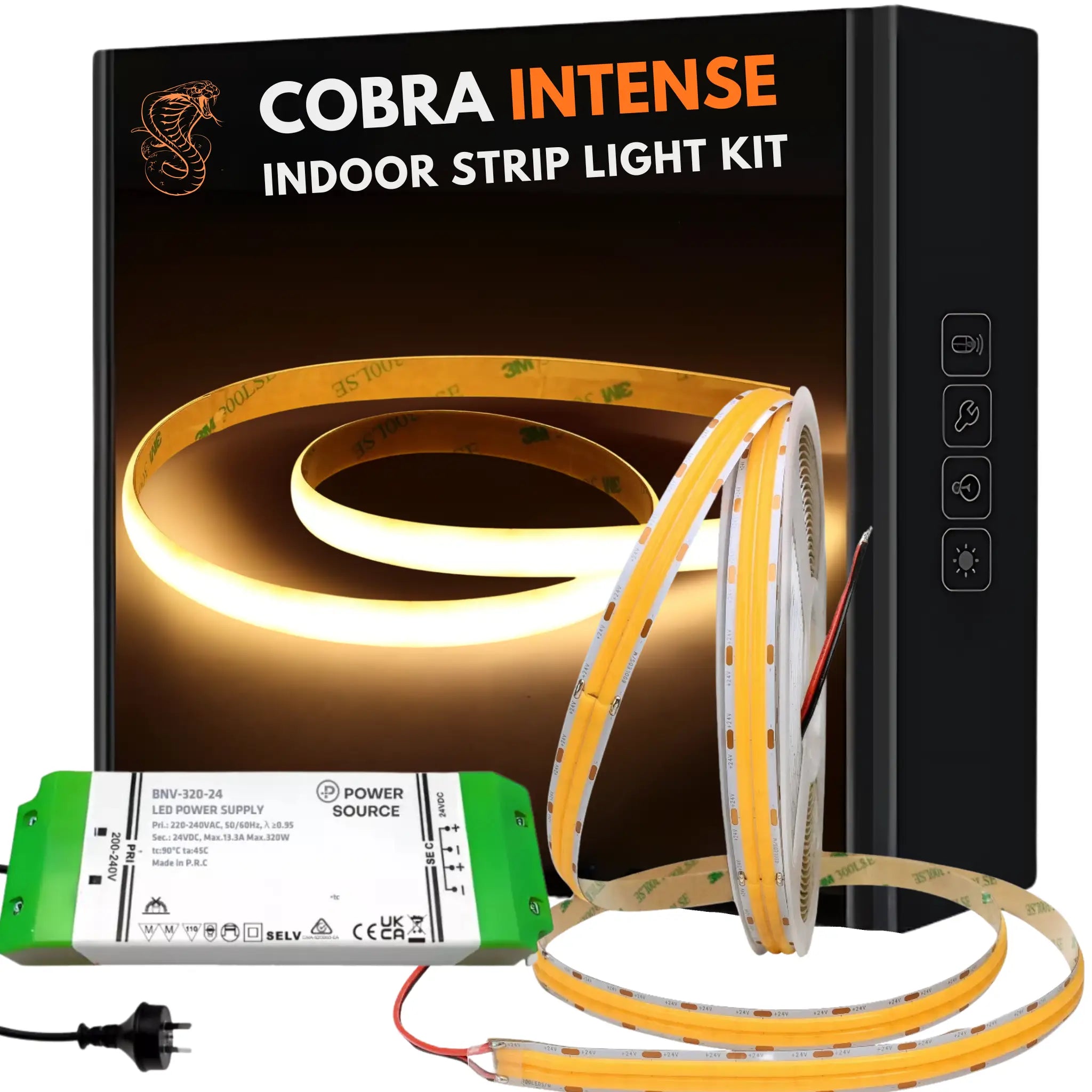 Cob Led Strip Light Kit Intense 18w/m – Dotless 5 Meter Set (ip20 Indoor)