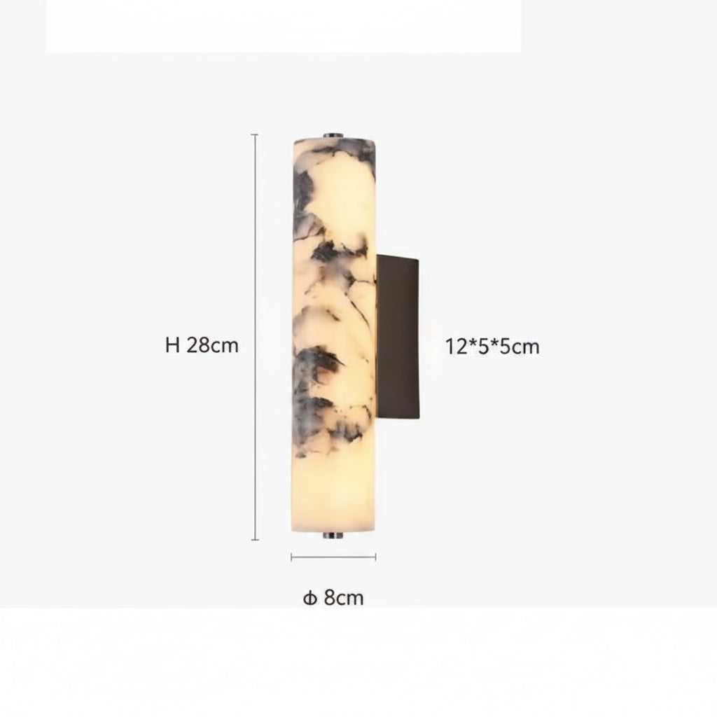 Wall-mounted lamp with dimensions indicated on a white background