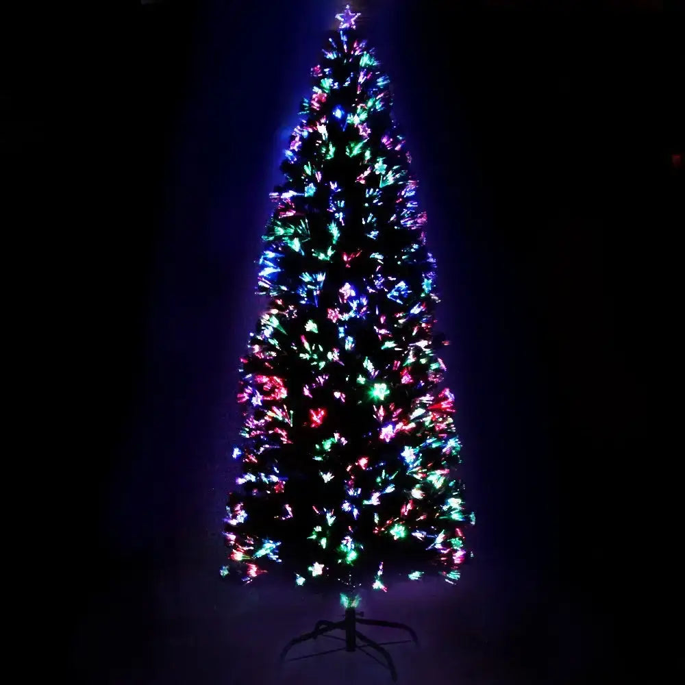 2.4m Optic Fibre Led Christmas Tree Multi Colour Green