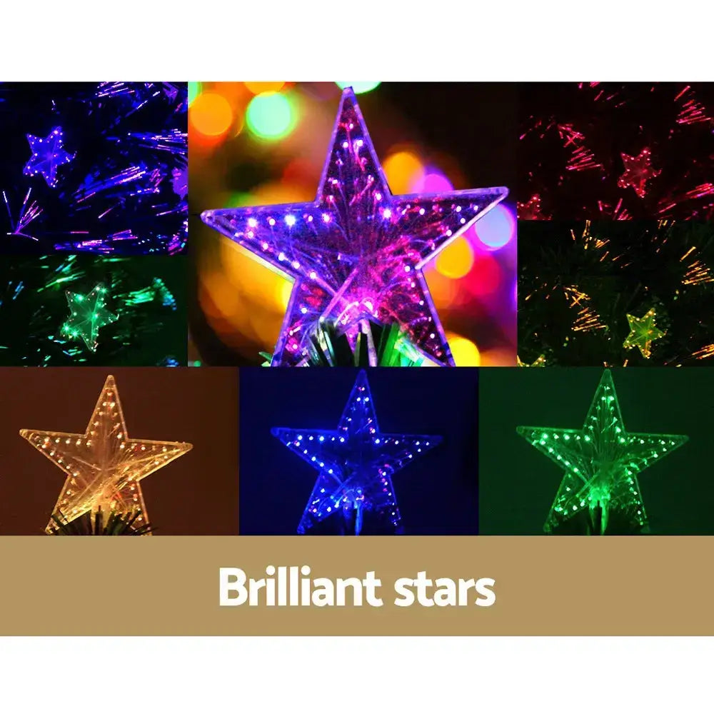 2.4m Optic Fibre Led Christmas Tree Multi Colour Green