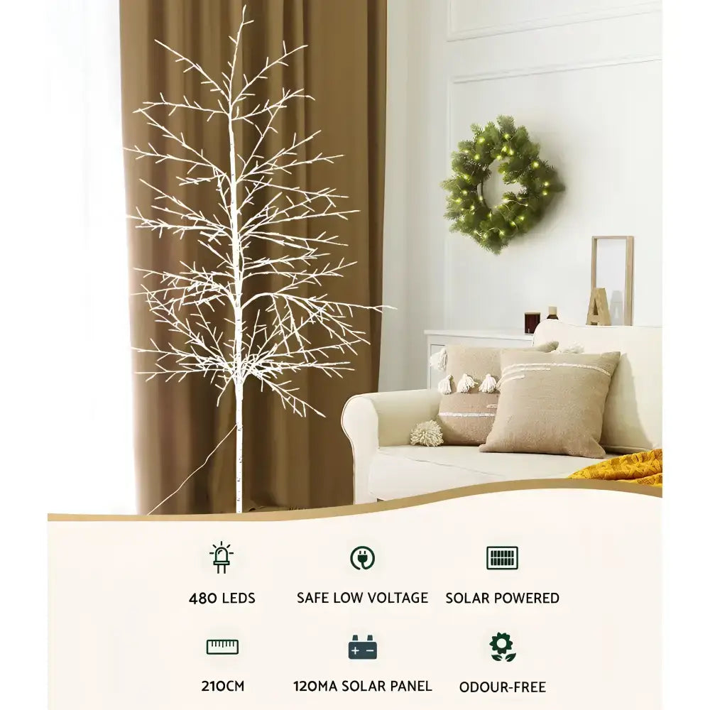 2.1m Solar Christmas Tree 480 Led Green Earth Lighting