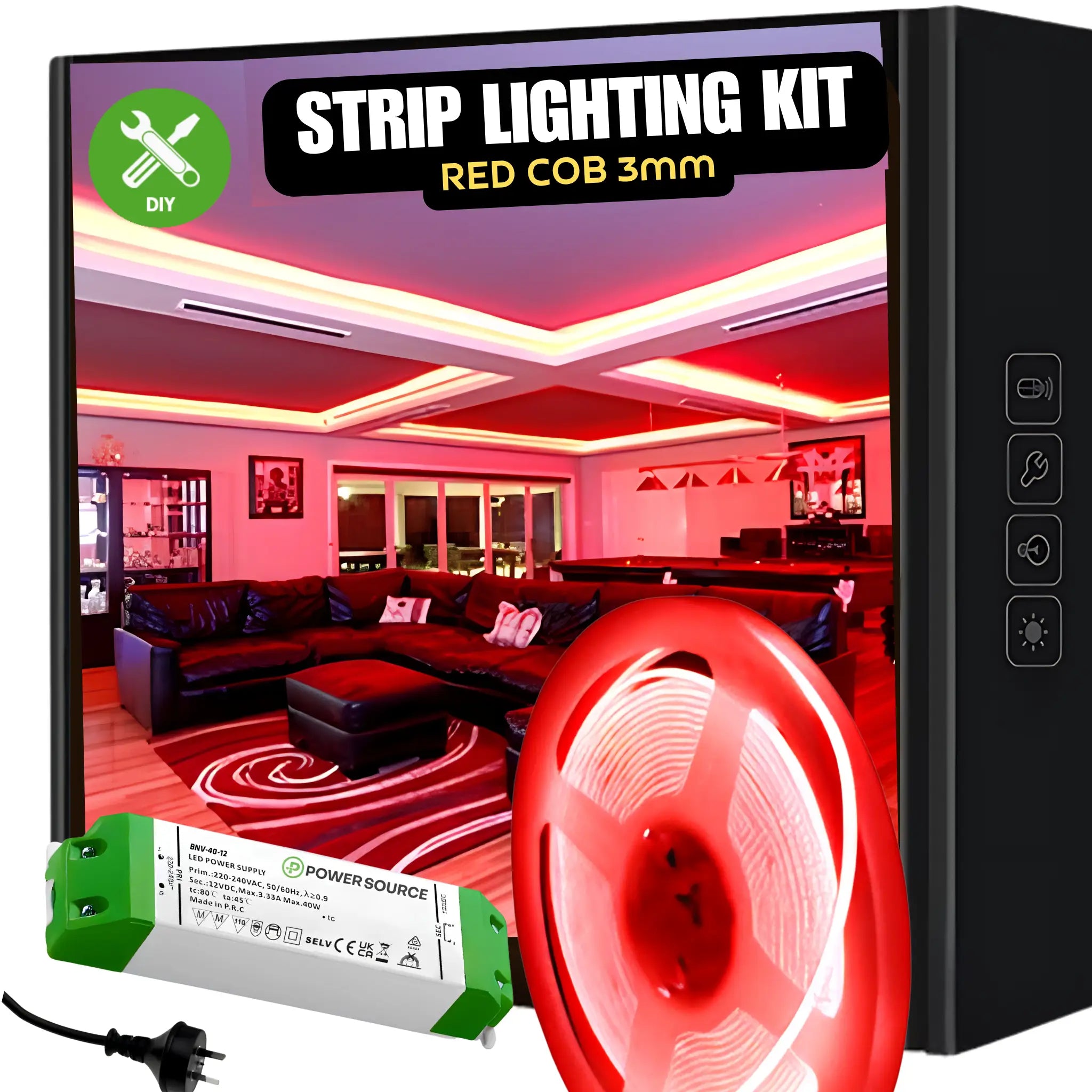 Red Colour Led Strip Lighting Kit Ultra Slim Ip20
