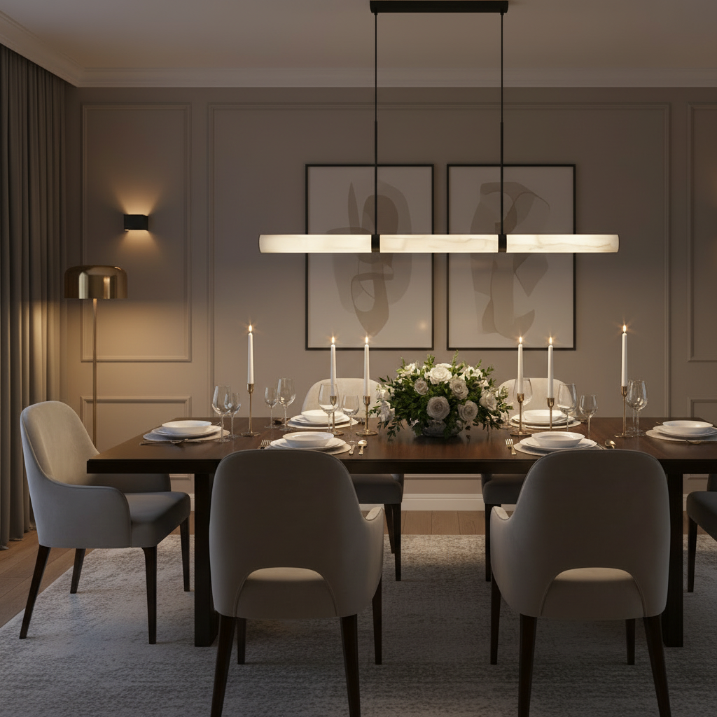 Madison 1500mm Matte Black Alabaster Marble Pendant Light