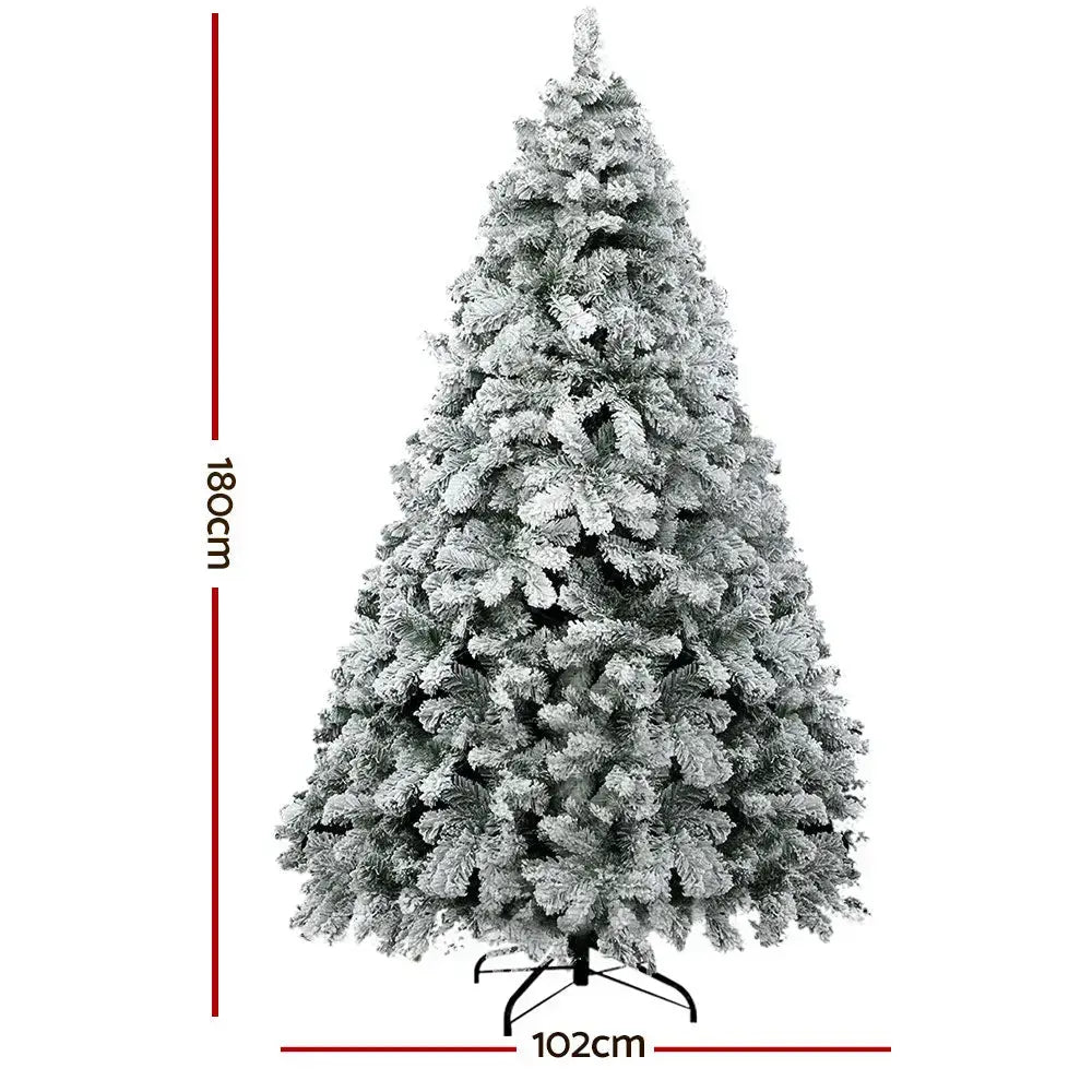1.8m Christmas Tree Snowy Tips Green Earth Lighting