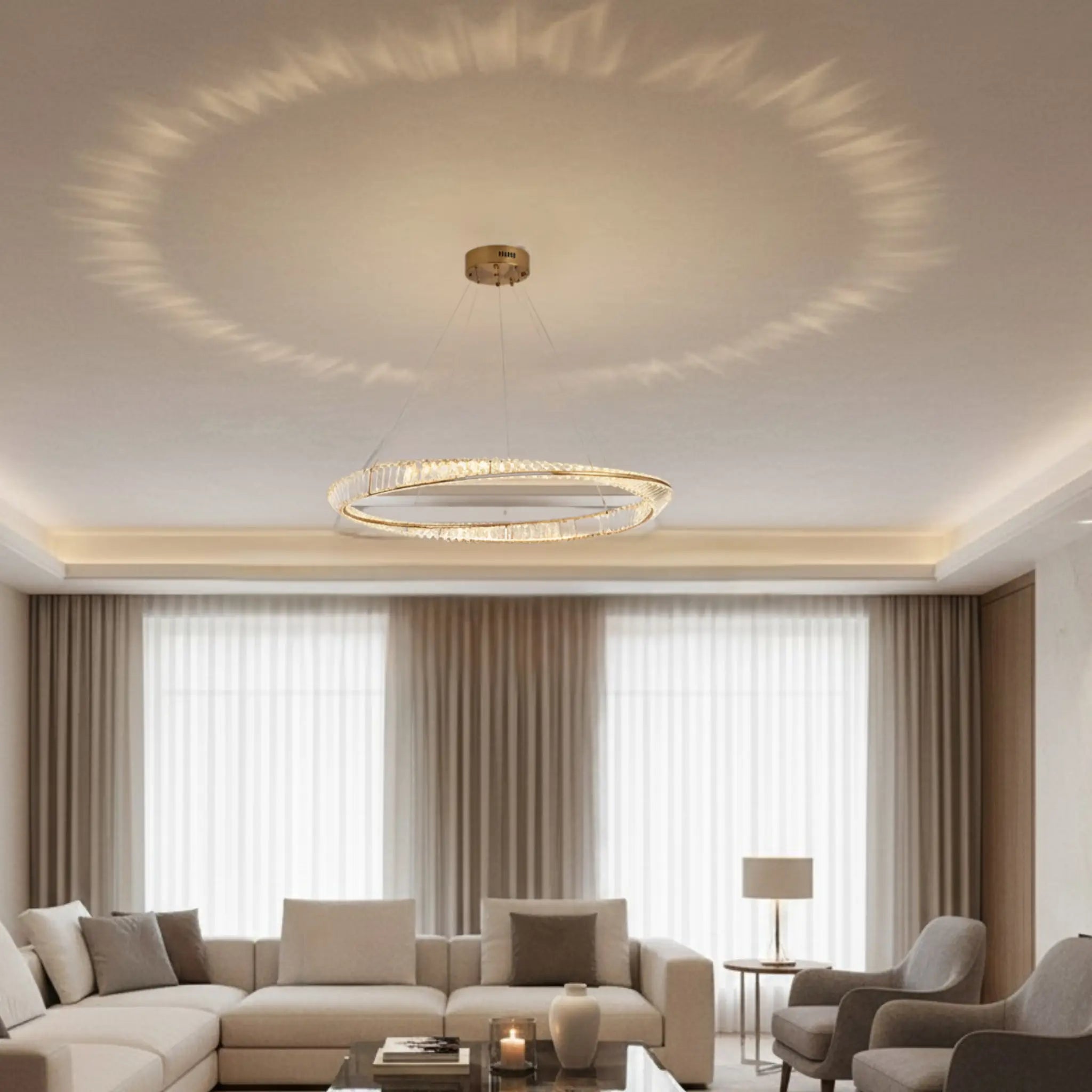 Green earth Aurora Tri-Colour Dimmable LED Crystal Chandelier