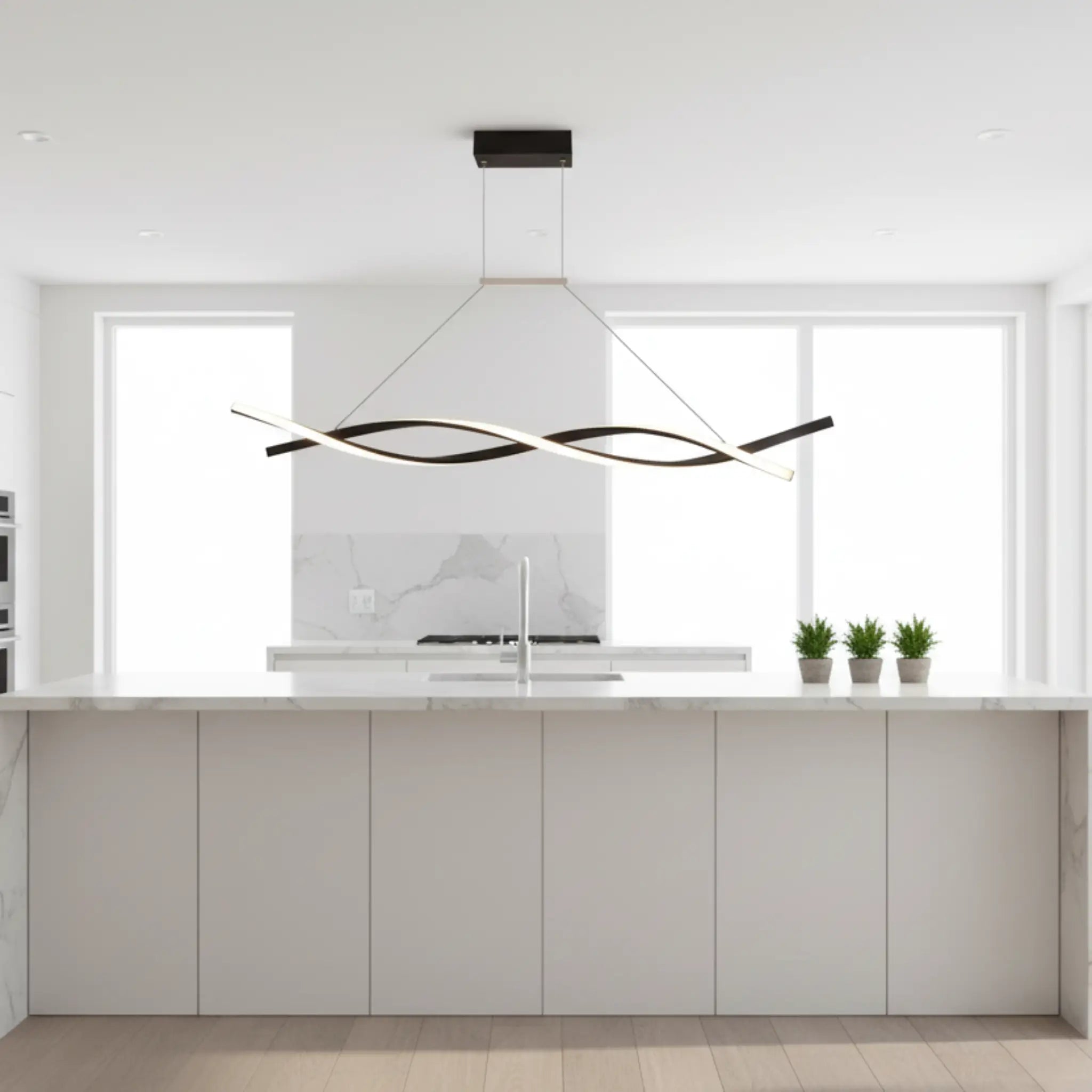 Green earth Helix Black Linear Tri-Colour Dimmable LED Pendant Light